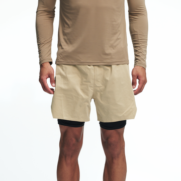PUMPPLUS Quick-Dry Layered Training Shorts-Shorts-S-Khaki-Free Shipping Leatheretro