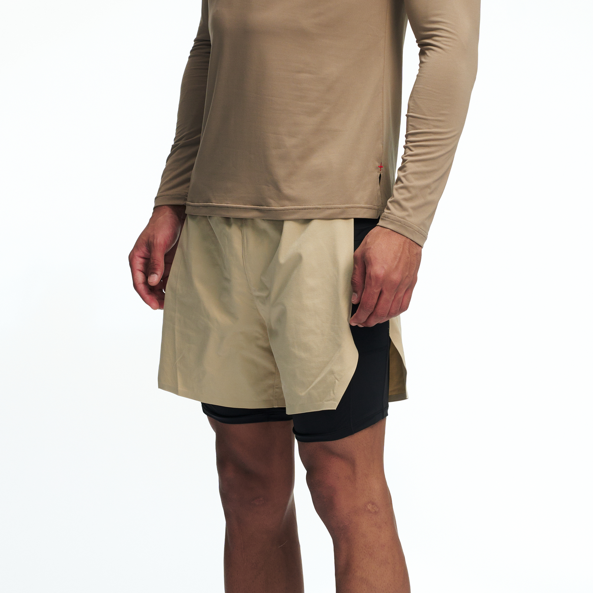PUMPPLUS Quick-Dry Layered Training Shorts-Shorts-S-Khaki-Free Shipping Leatheretro