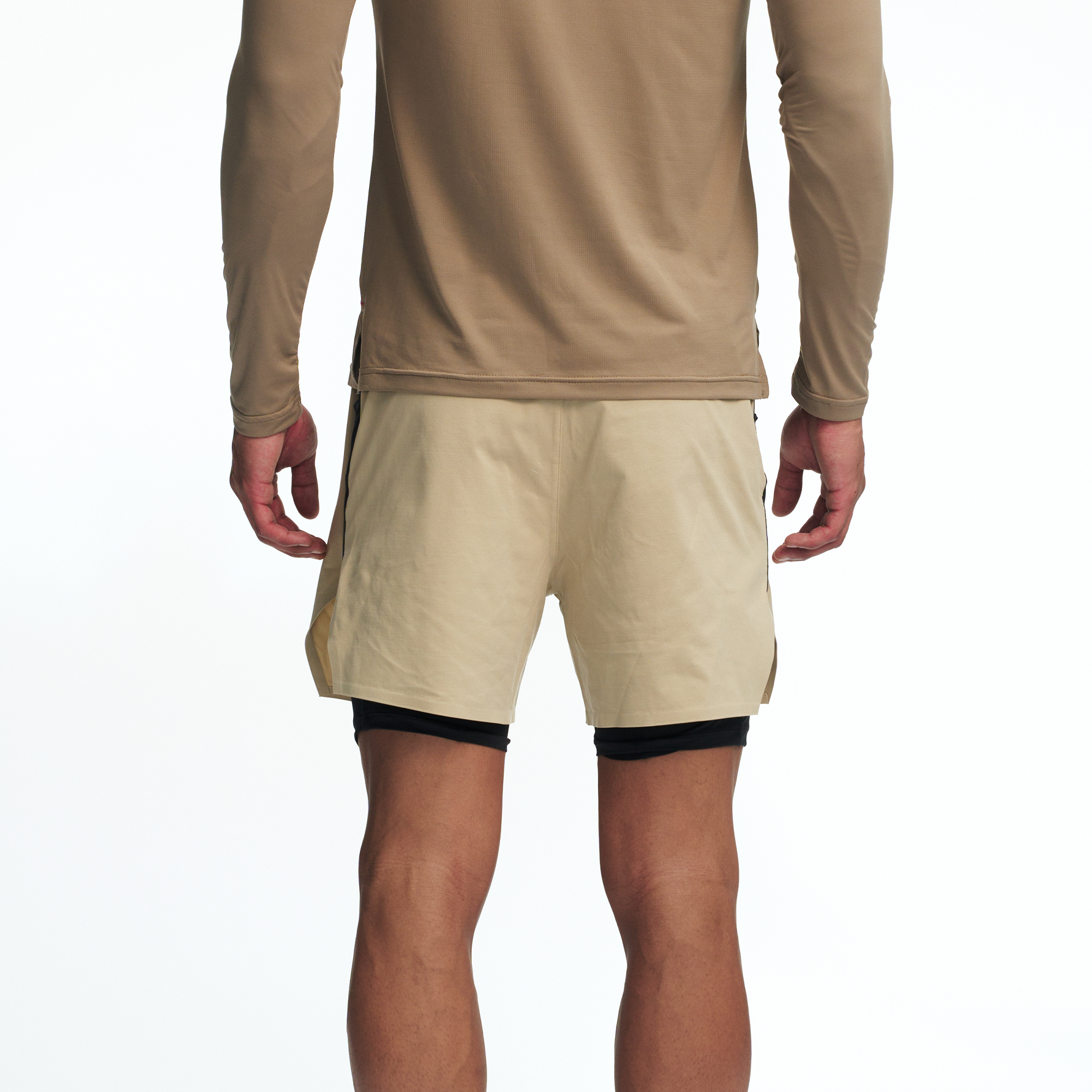 PUMPPLUS Quick-Dry Layered Training Shorts-Shorts-S-Khaki-Free Shipping Leatheretro