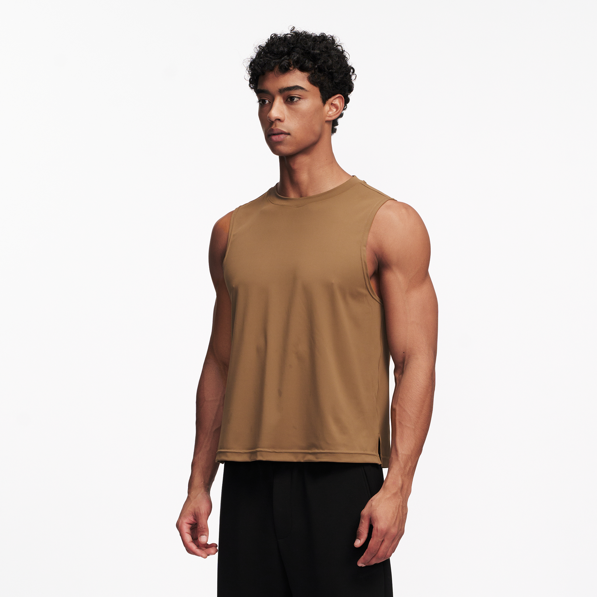 PUMPPLUS Antibacterial Quick-Dry Stretch Tank Top-Tank Top-S-Khaki-Free Shipping Leatheretro