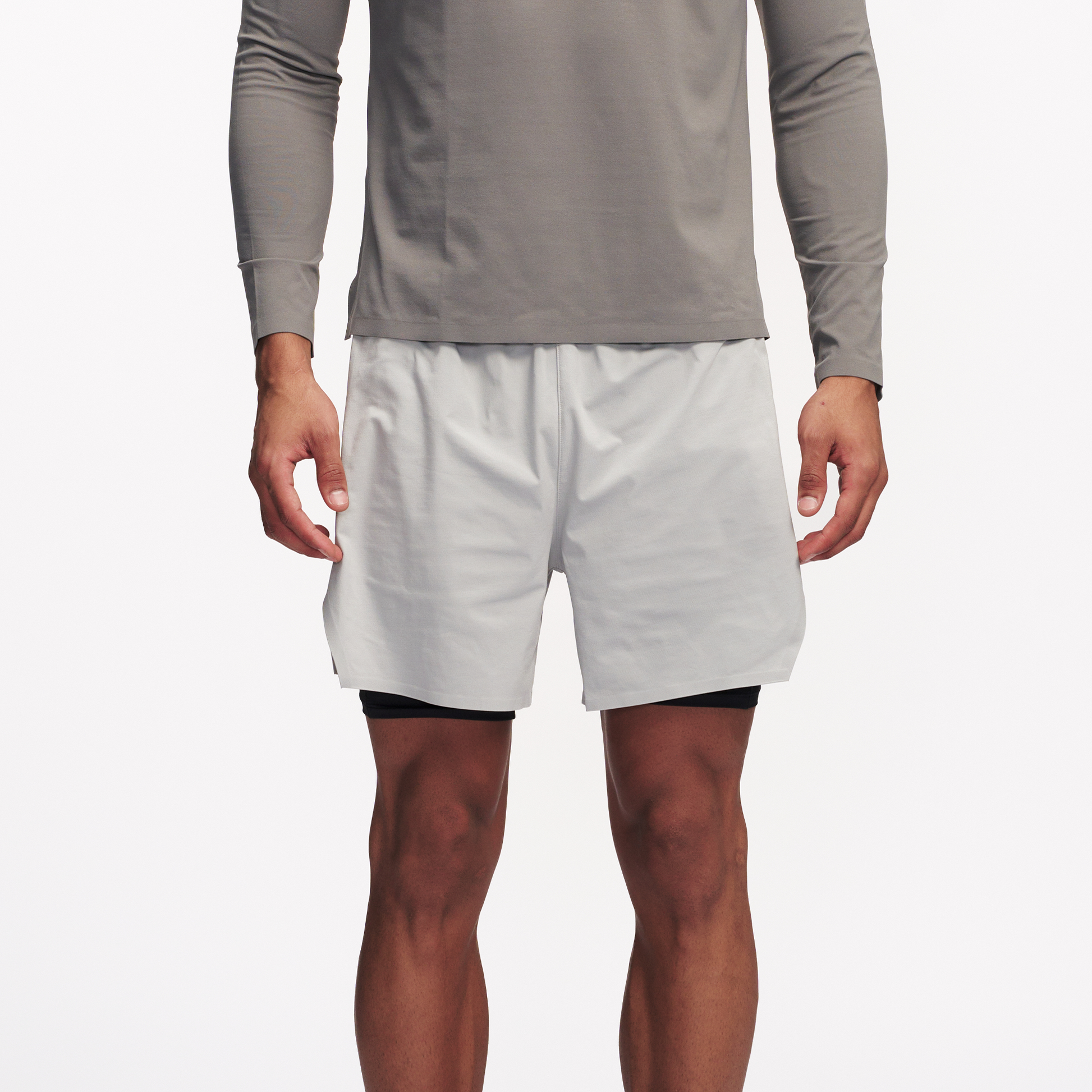 PUMPPLUS Quick-Dry Layered Training Shorts-Shorts-S-Gray-Free Shipping Leatheretro