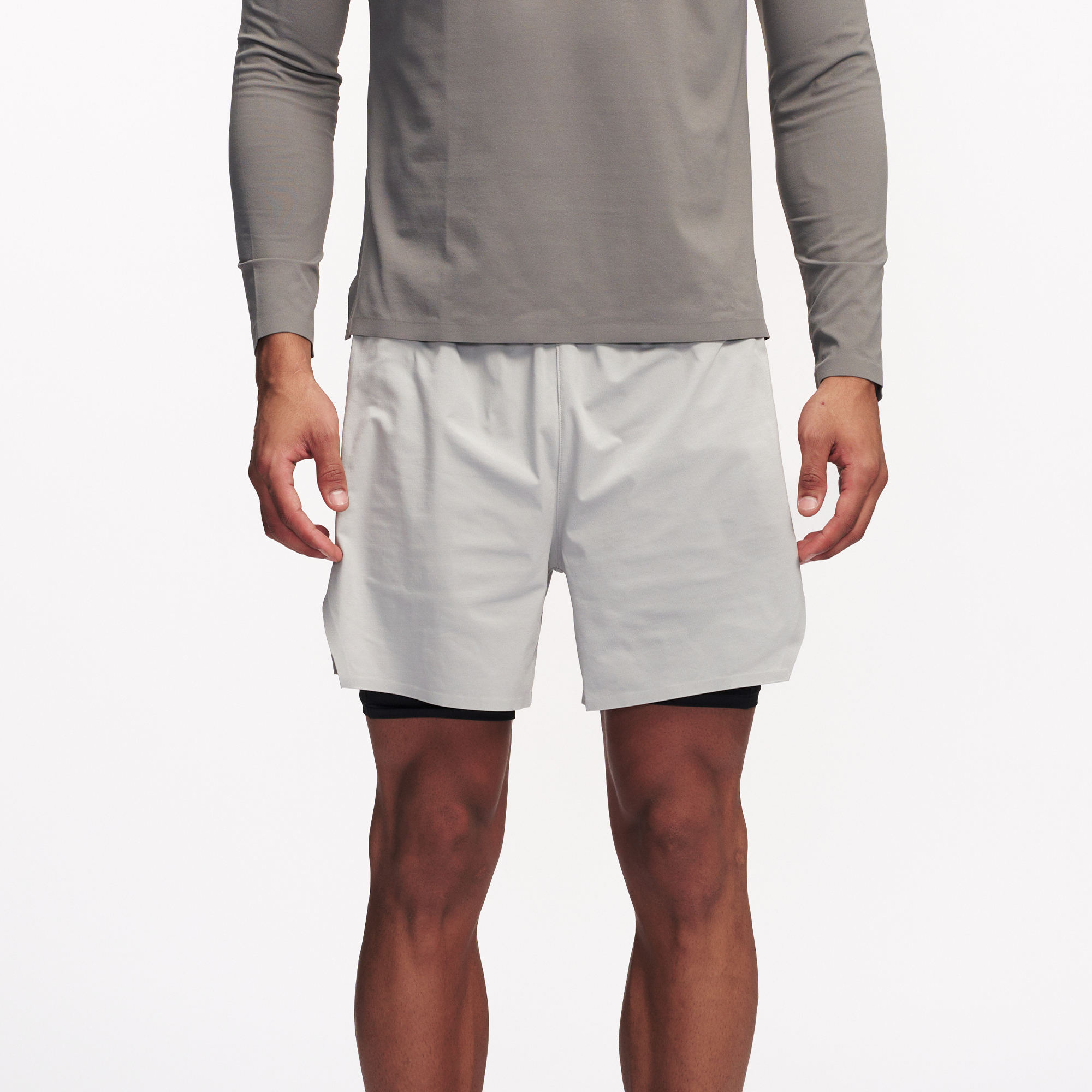 PUMPPLUS Quick-Dry Layered Training Shorts-Shorts-S-Gray-Free Shipping Leatheretro