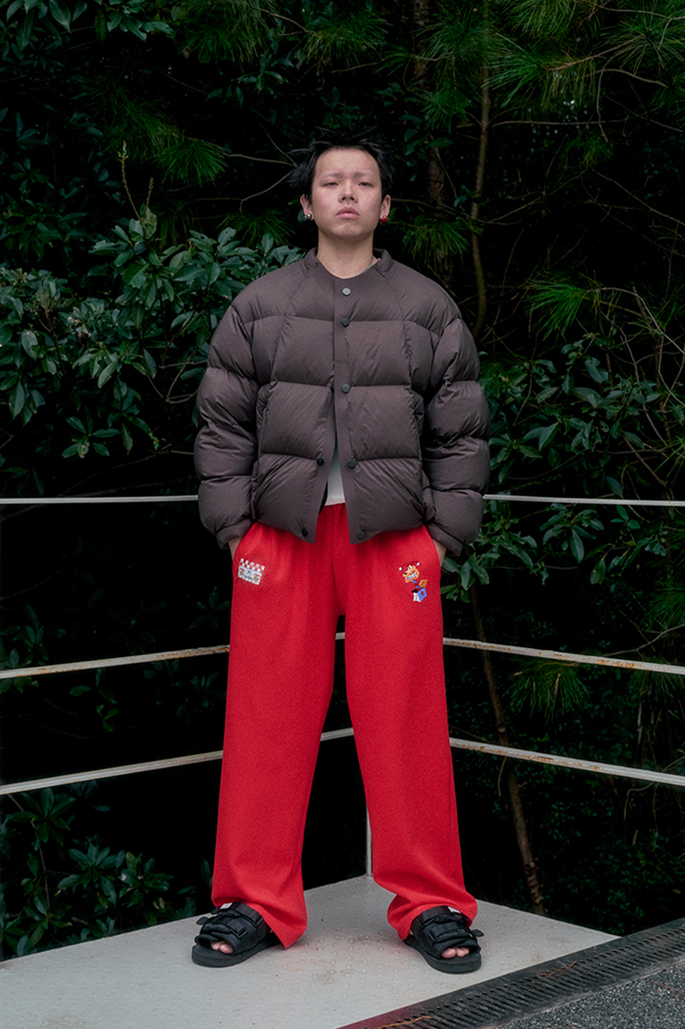 NIANJIUYIKOUER Straight-Leg Embroidered Patch Sweatpants-Pants-S-Free Shipping Leatheretro
