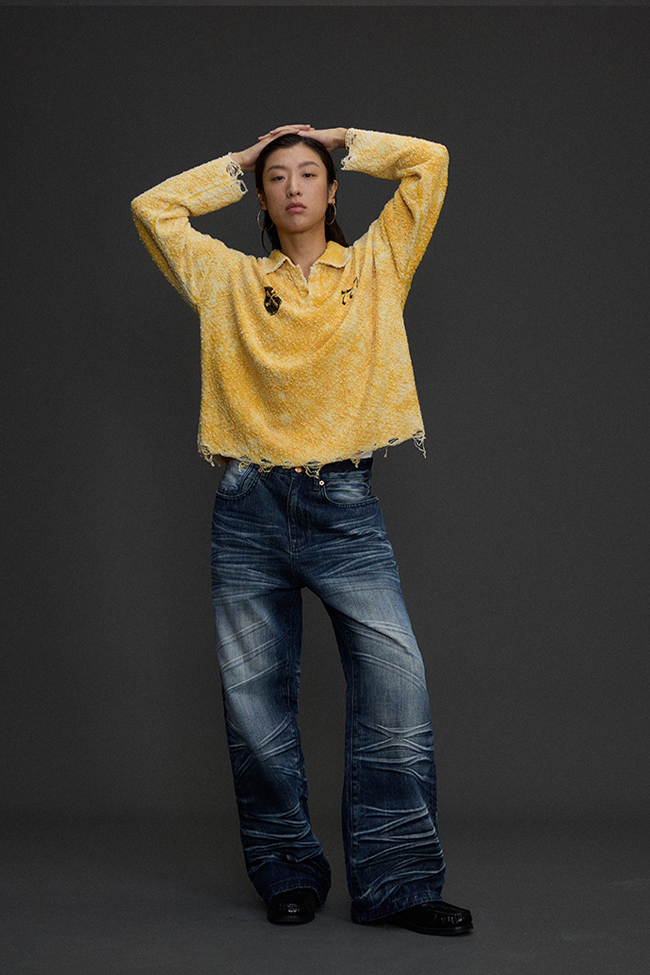 NIANJIUYIKOUER Heavy Washed Whiskered Straight-Leg Jeans-Jeans-S-Free Shipping Leatheretro