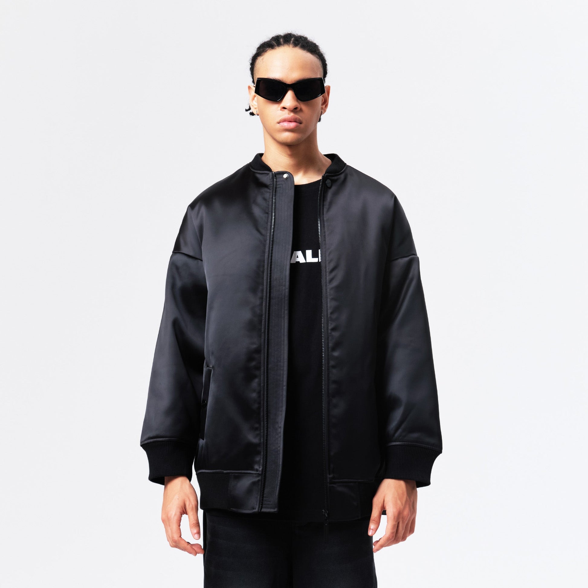 VANN VALRENCE Satin Oversized Down Bomber-Jacket-S-Free Shipping Leatheretro