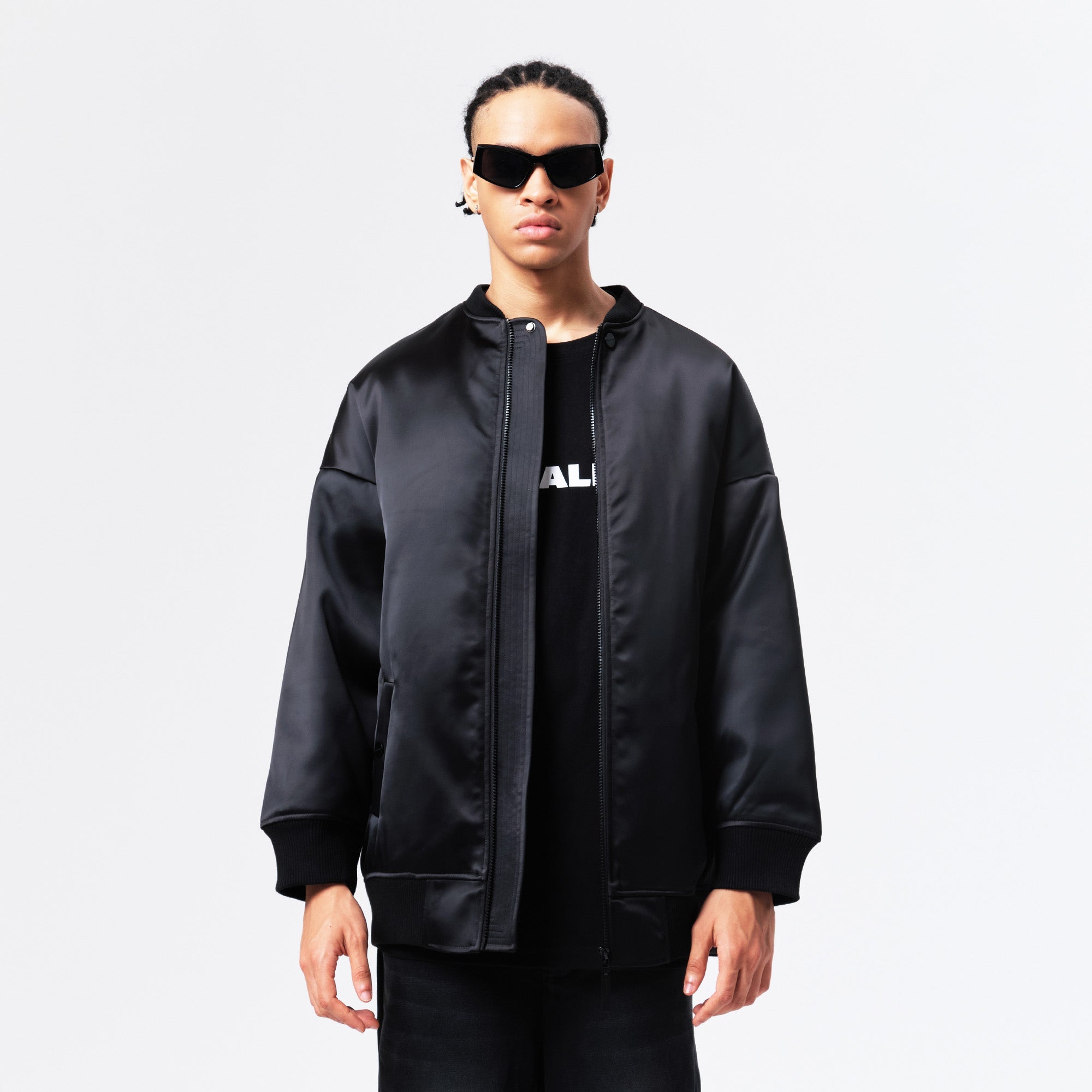 VANN VALRENCE Satin Oversized Down Bomber-Jacket-S-Free Shipping Leatheretro