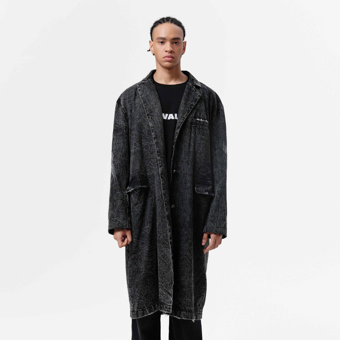 VANN VALRENCE Distressed Washed Denim Coat-Jacket-S-Free Shipping Leatheretro