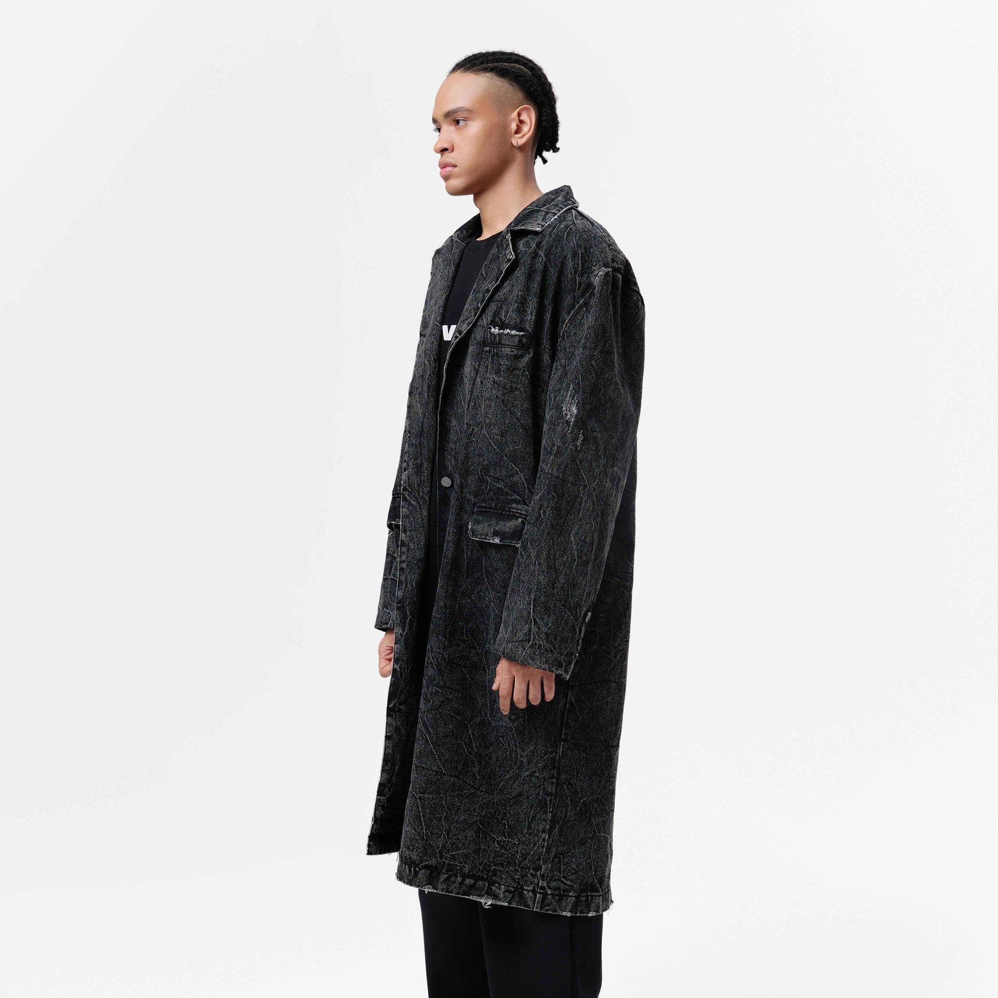 VANN VALRENCE Distressed Washed Denim Coat-Jacket-S-Free Shipping Leatheretro