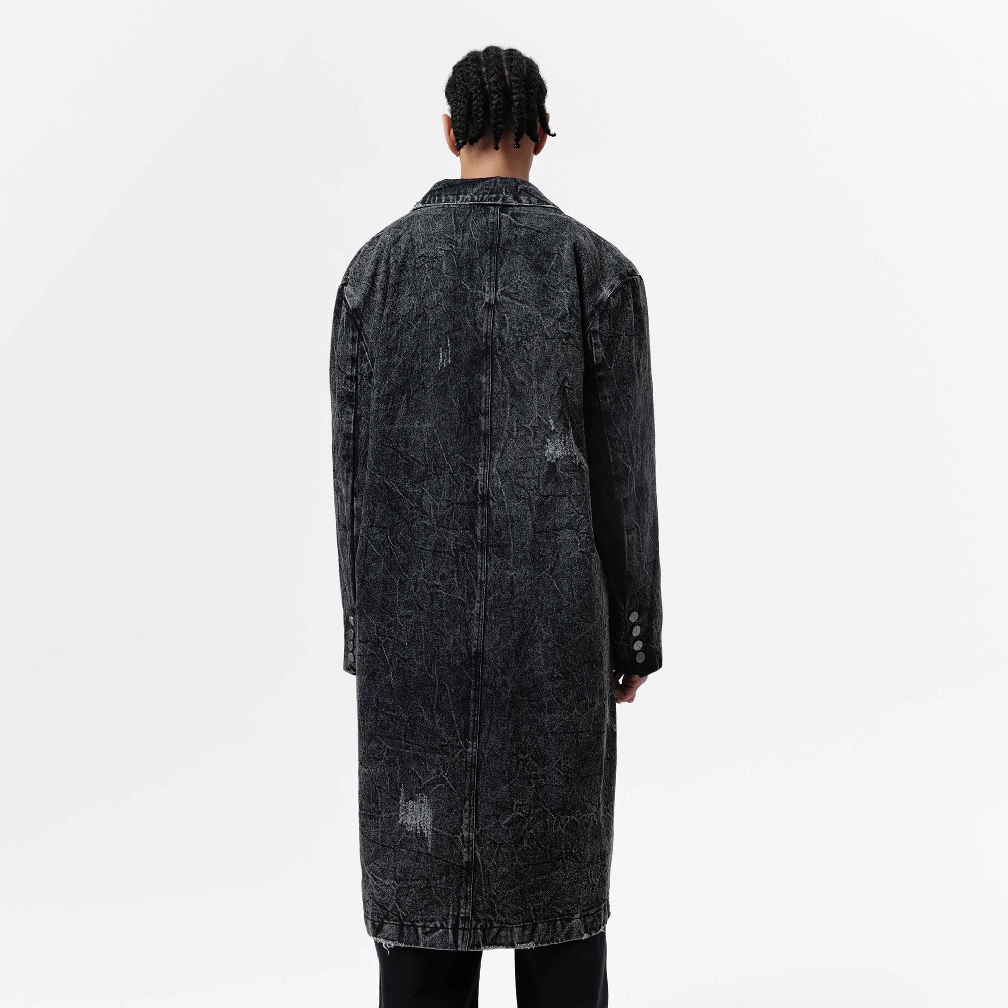 VANN VALRENCE Distressed Washed Denim Coat-Jacket-S-Free Shipping Leatheretro