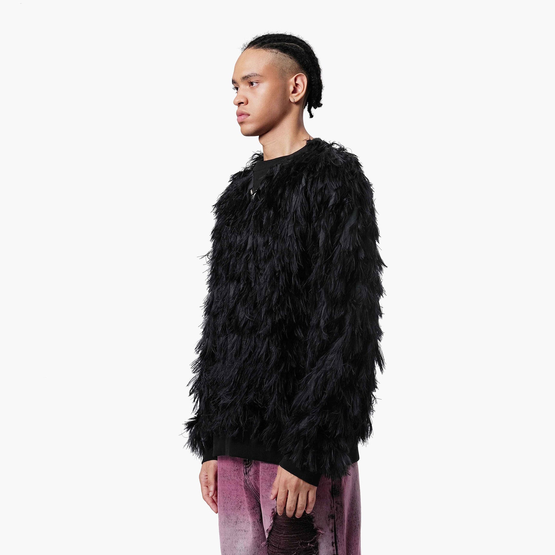 VANN VALRENCE Double-Layer Feathered Crewneck Sweatshirt-Sweatshirt-S-Free Shipping Leatheretro