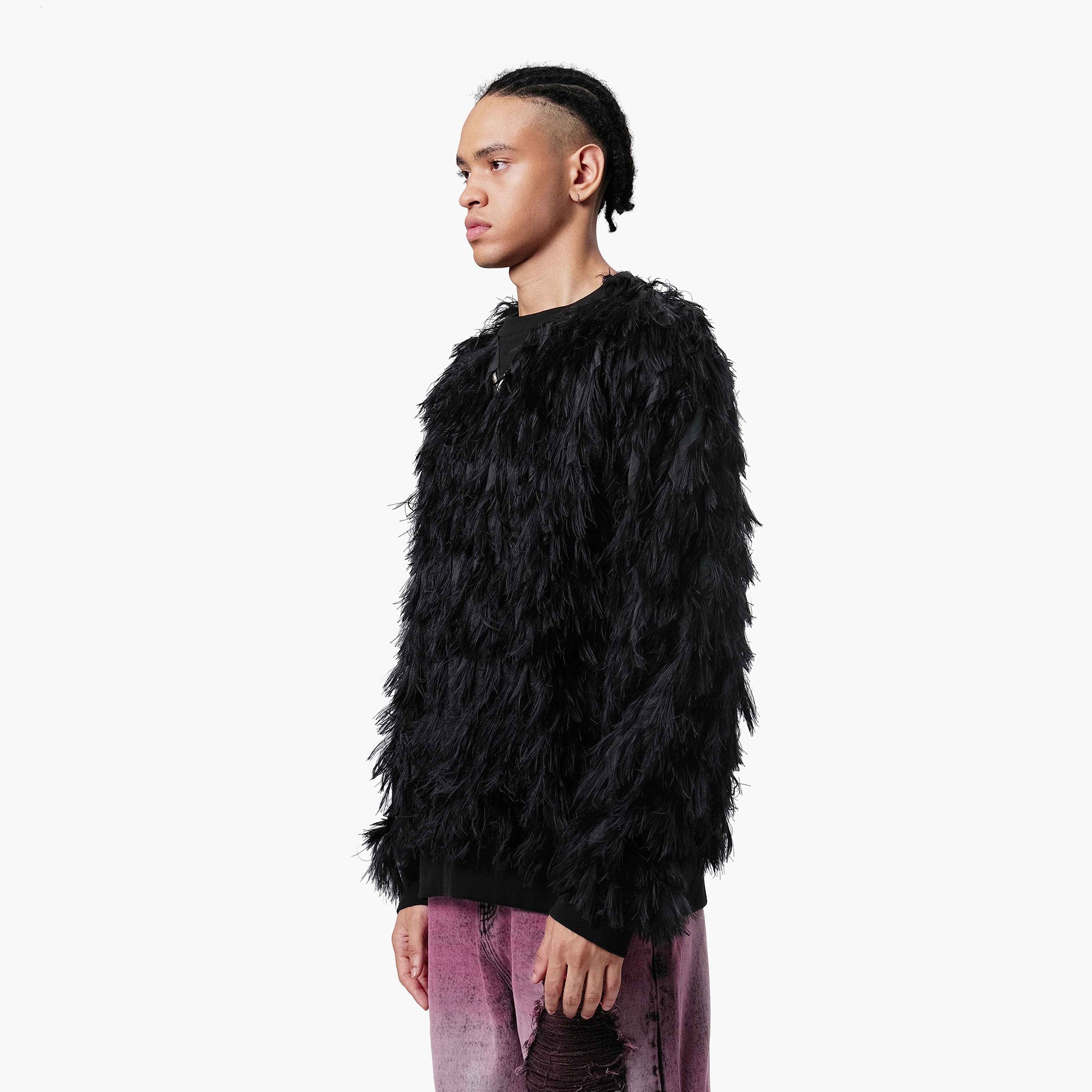 VANN VALRENCE Double-Layer Feathered Crewneck Sweatshirt-Sweatshirt-S-Free Shipping Leatheretro