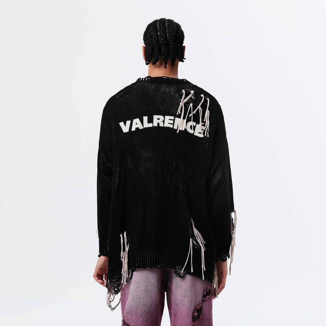 VANN VALRENCE Distressed Frayed Spray V-Neck Cardigan-Sweater-S-Free Shipping Leatheretro