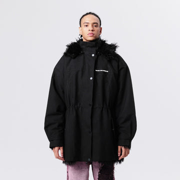 VANN VALRENCE Detachable Hood Faux-Fur Collar Parka-Jacket-S-Black-Free Shipping Leatheretro