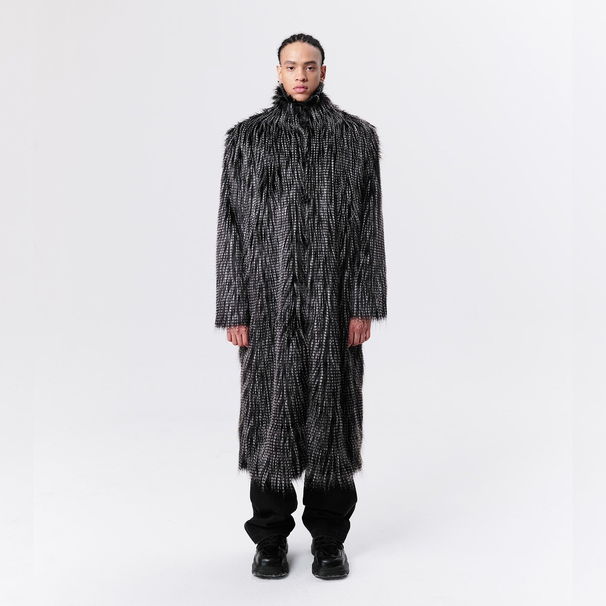 VANN VALRENCE Shaggy Layered Faux Fur Long Coat-Jacket-S-Free Shipping Leatheretro