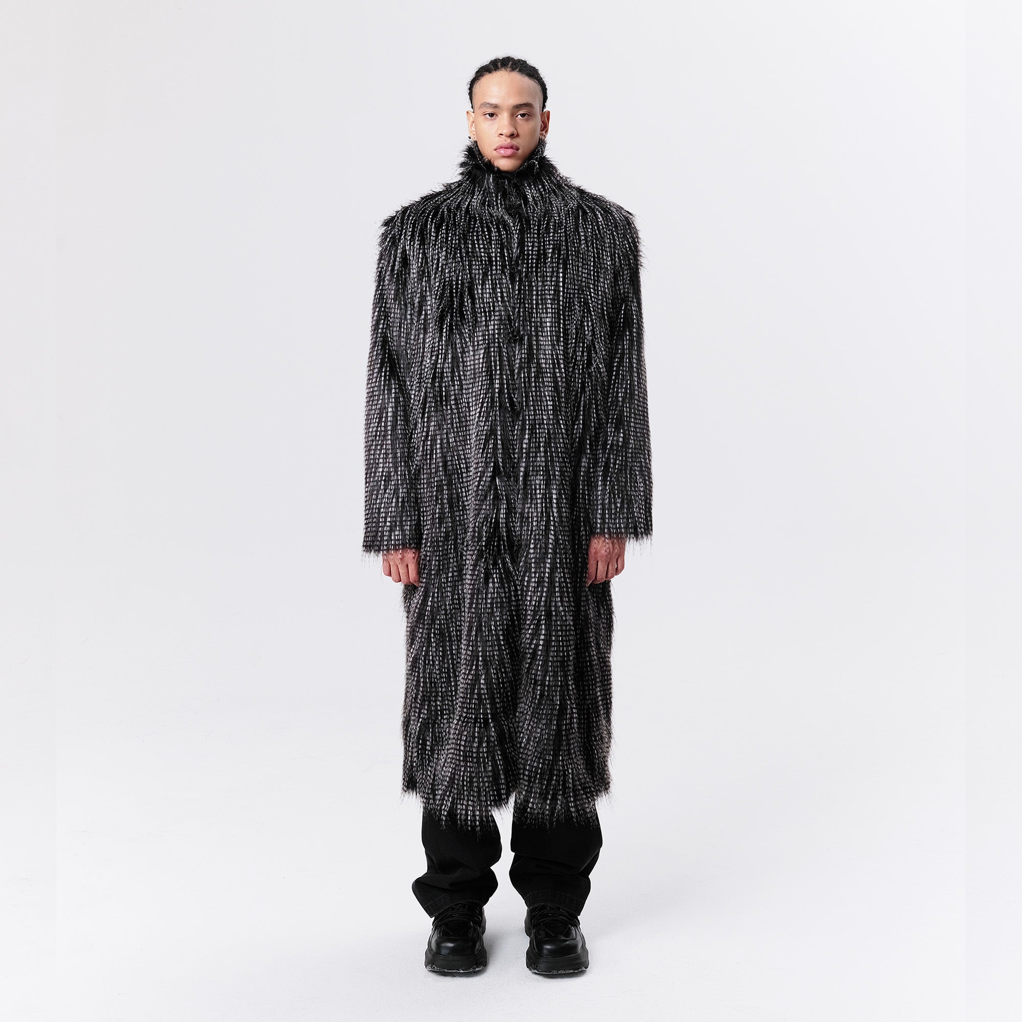 VANN VALRENCE Shaggy Layered Faux Fur Long Coat-Jacket-S-Free Shipping Leatheretro
