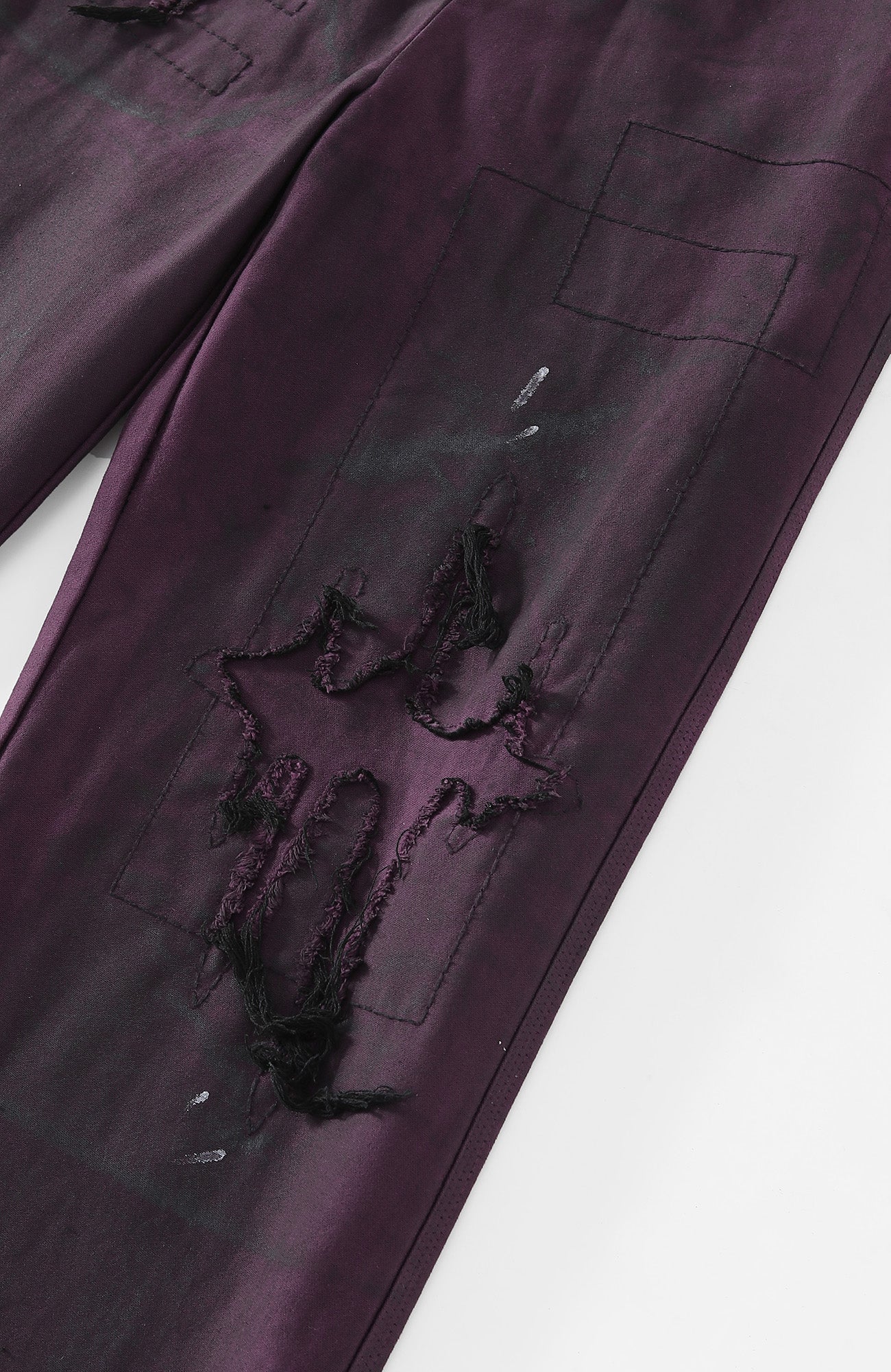 RICHILL Distressed Patchwork Moleskin Straight-Leg Pants-Pants-S-Free Shipping Leatheretro