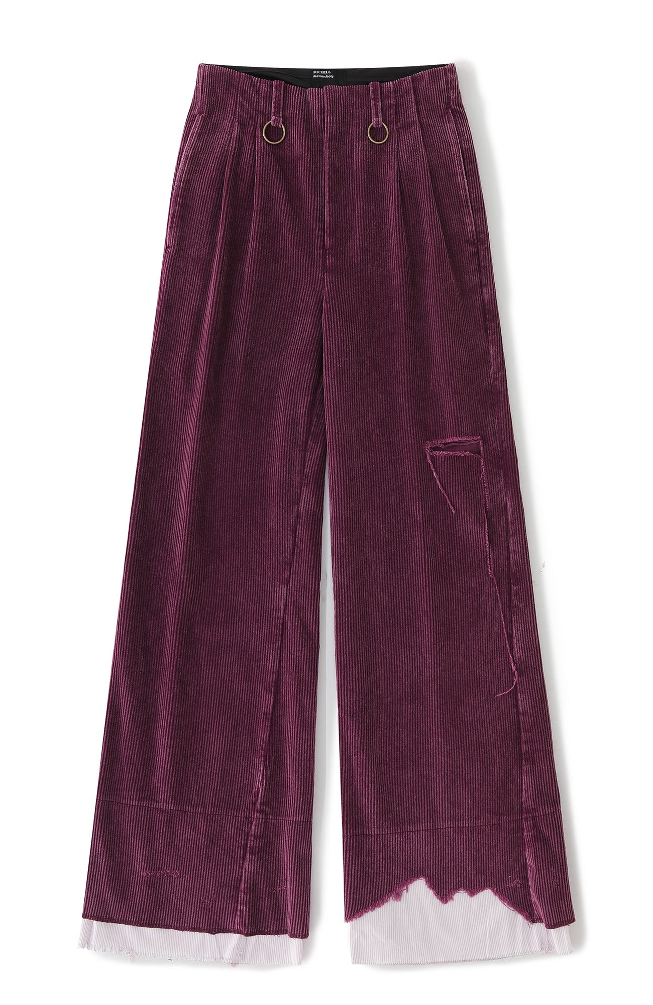 RICHILL Corduroy Raw Hem Wide-Leg Trousers-Pants-S-Free Shipping Leatheretro