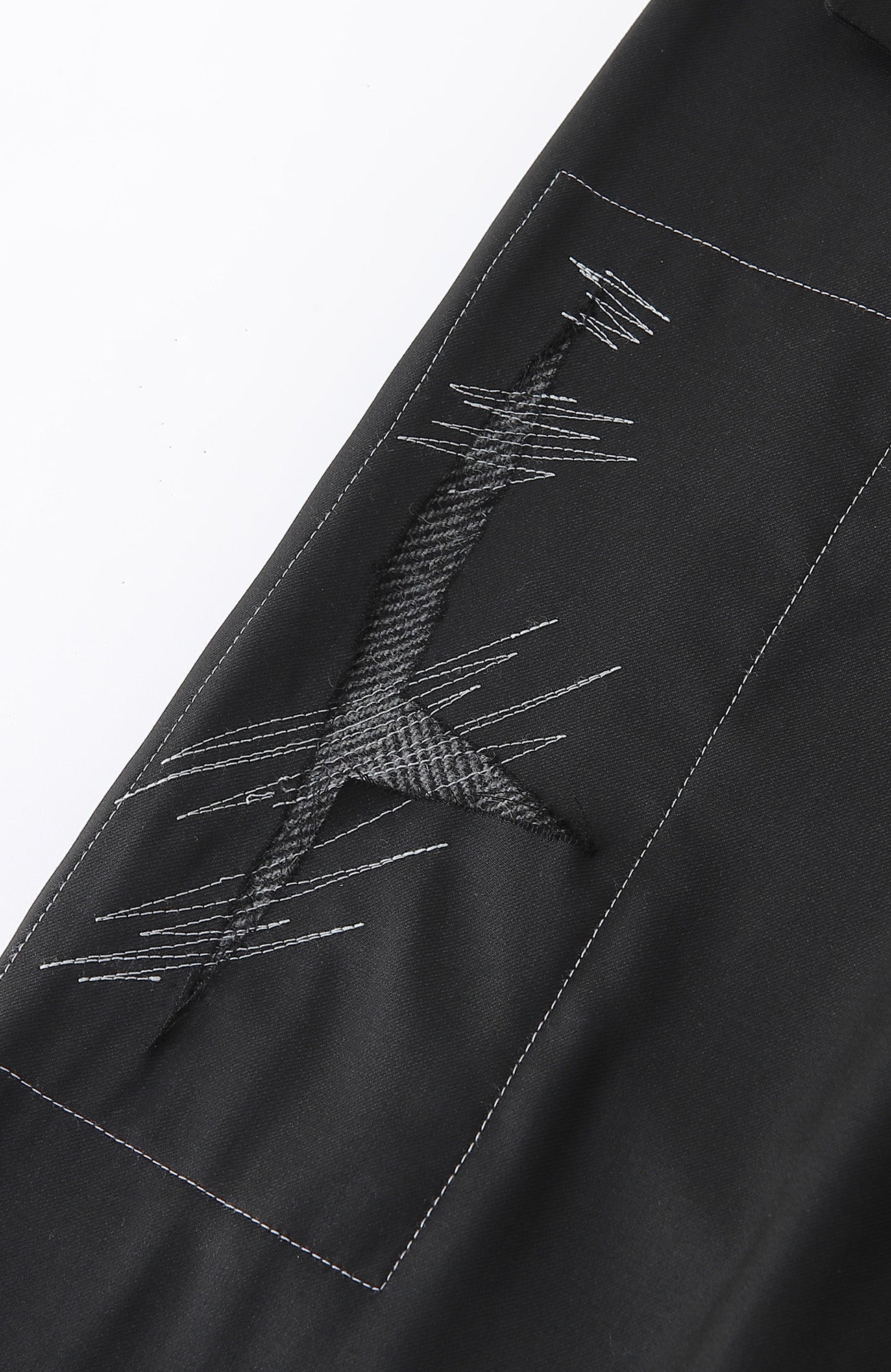 RICHILL Abstract Stitch Patch Wide-Leg Wool Trousers-Pants-S-Free Shipping Leatheretro