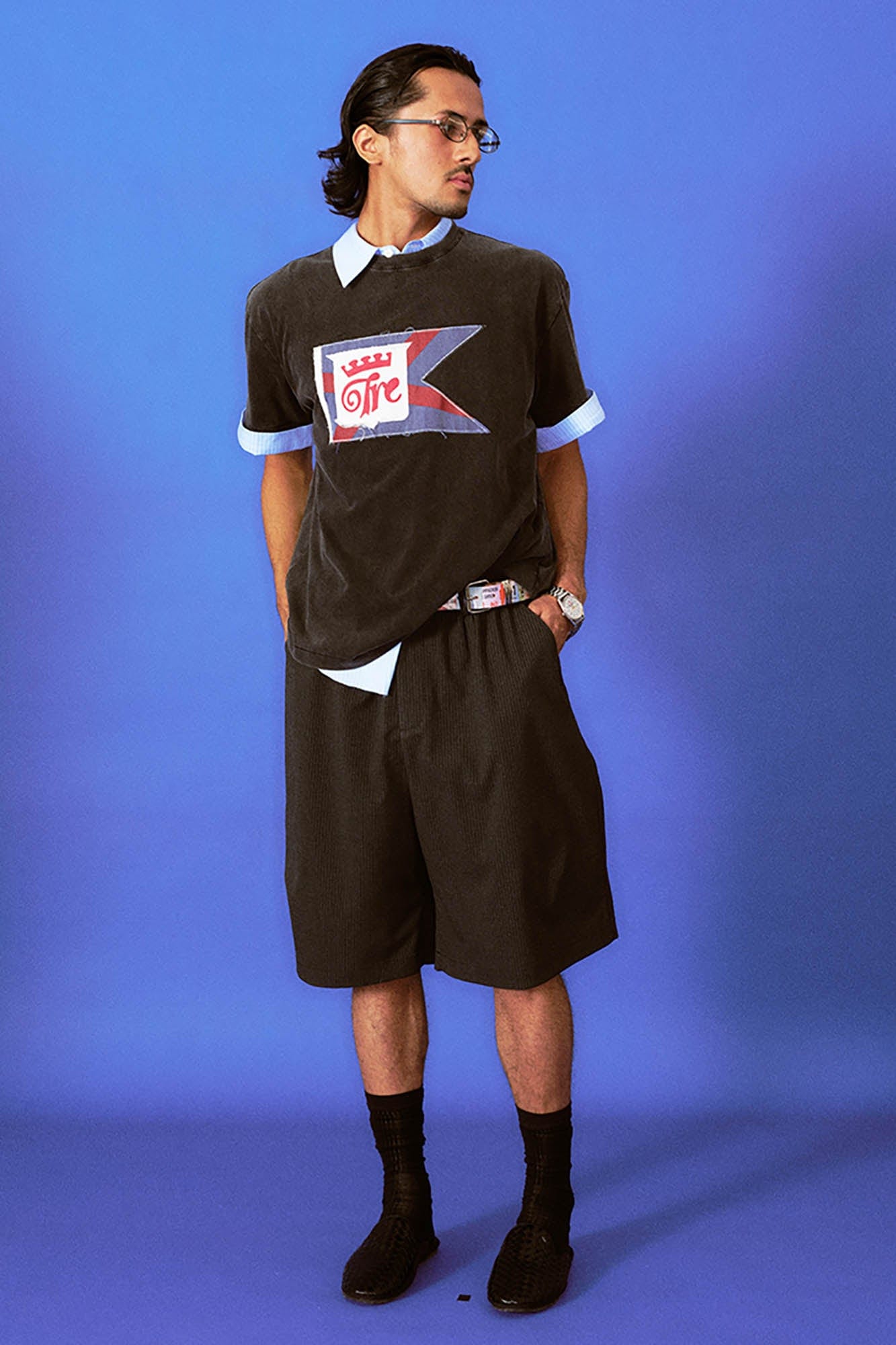 TRECLUB Frayed Patch Flag Washed T-Shirt-T Shirt-S-Free Shipping Leatheretro