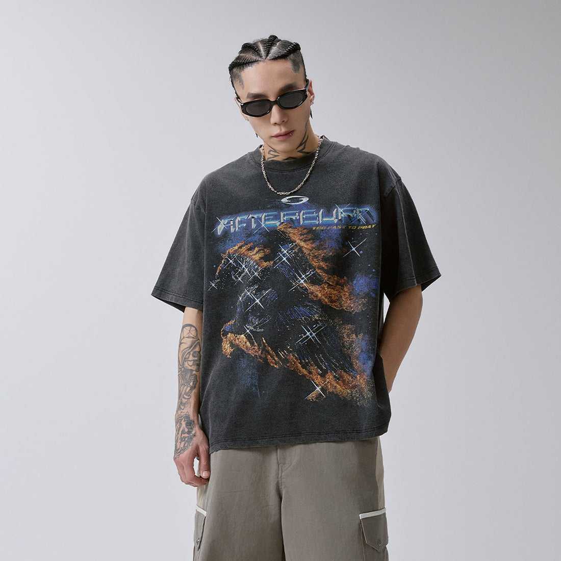 F2CE Washed Inferno Graphic Tee-T Shirt-S-Free Shipping Leatheretro