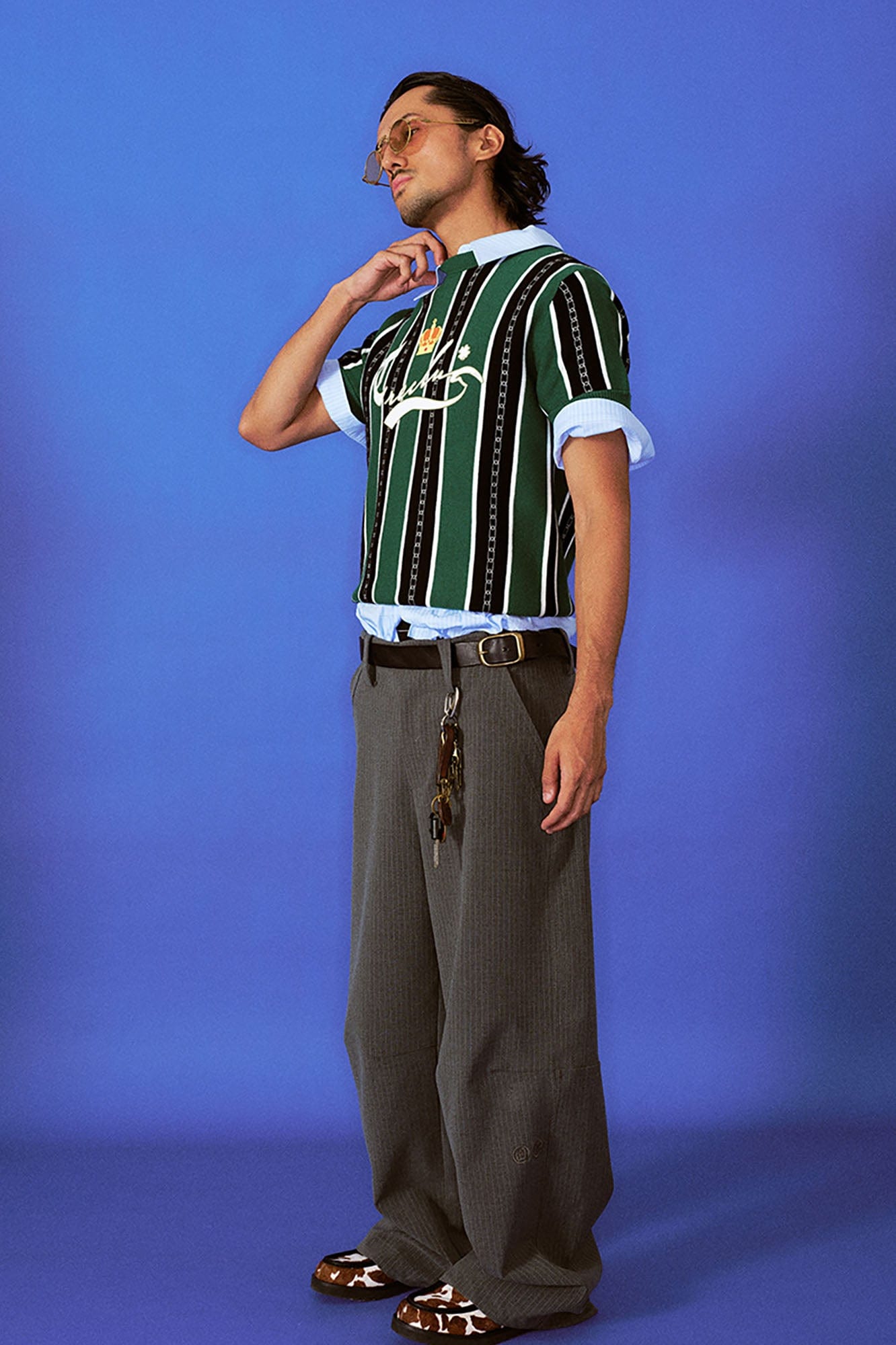 TRECLUB Retro Chain Stripe Knit T-Shirt-T Shirt-S-Free Shipping Leatheretro