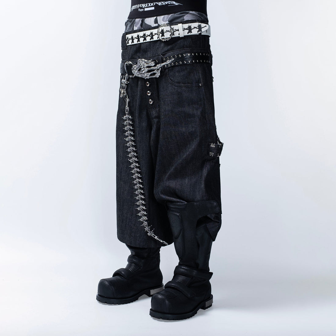 FVVO Skeleton Hand & Spikes Leather Belt