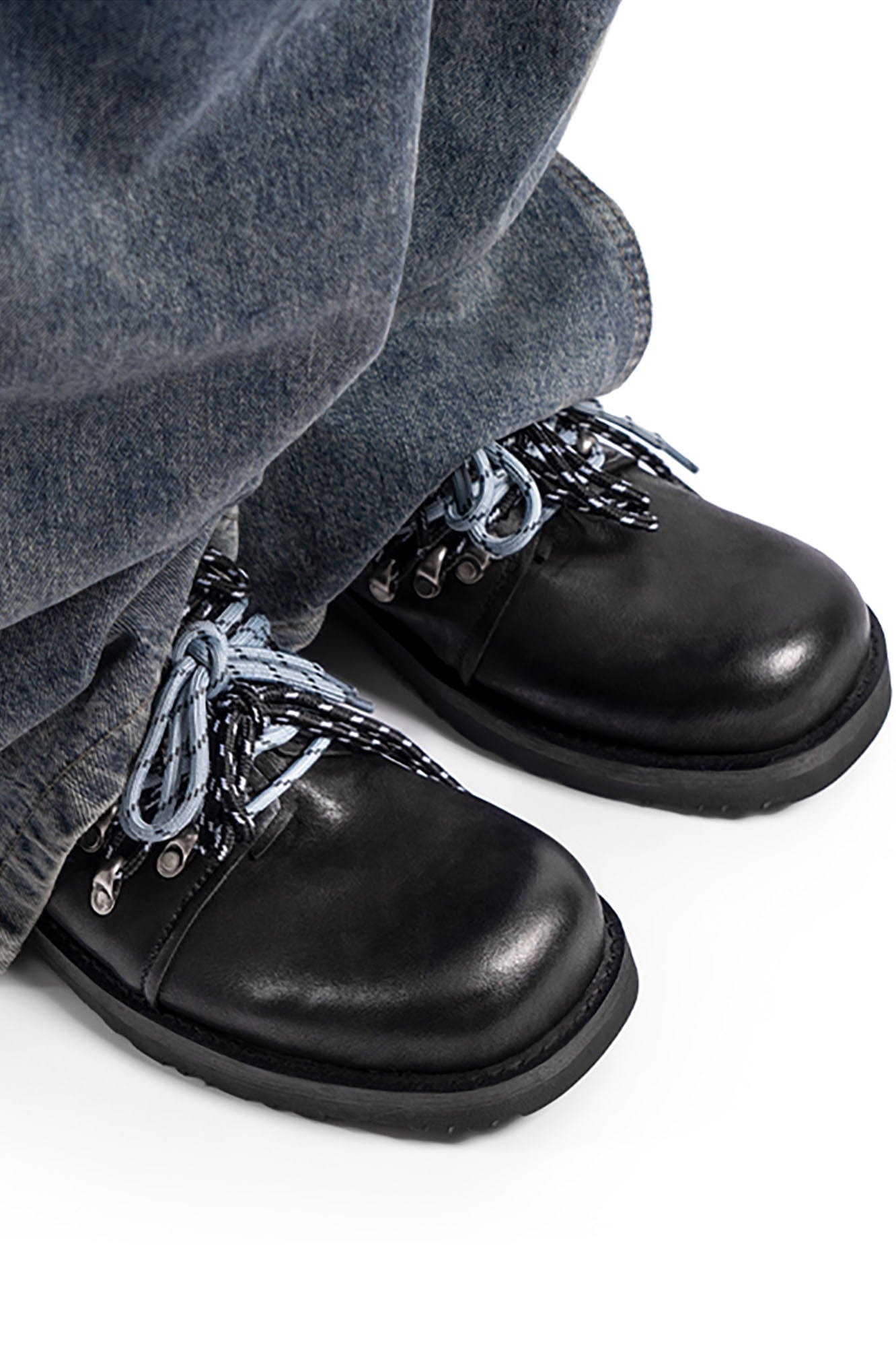 REWRITE Contrast Rope-Laced Leather Derby Shoes-Shoes-38.5-Free Shipping Leatheretro