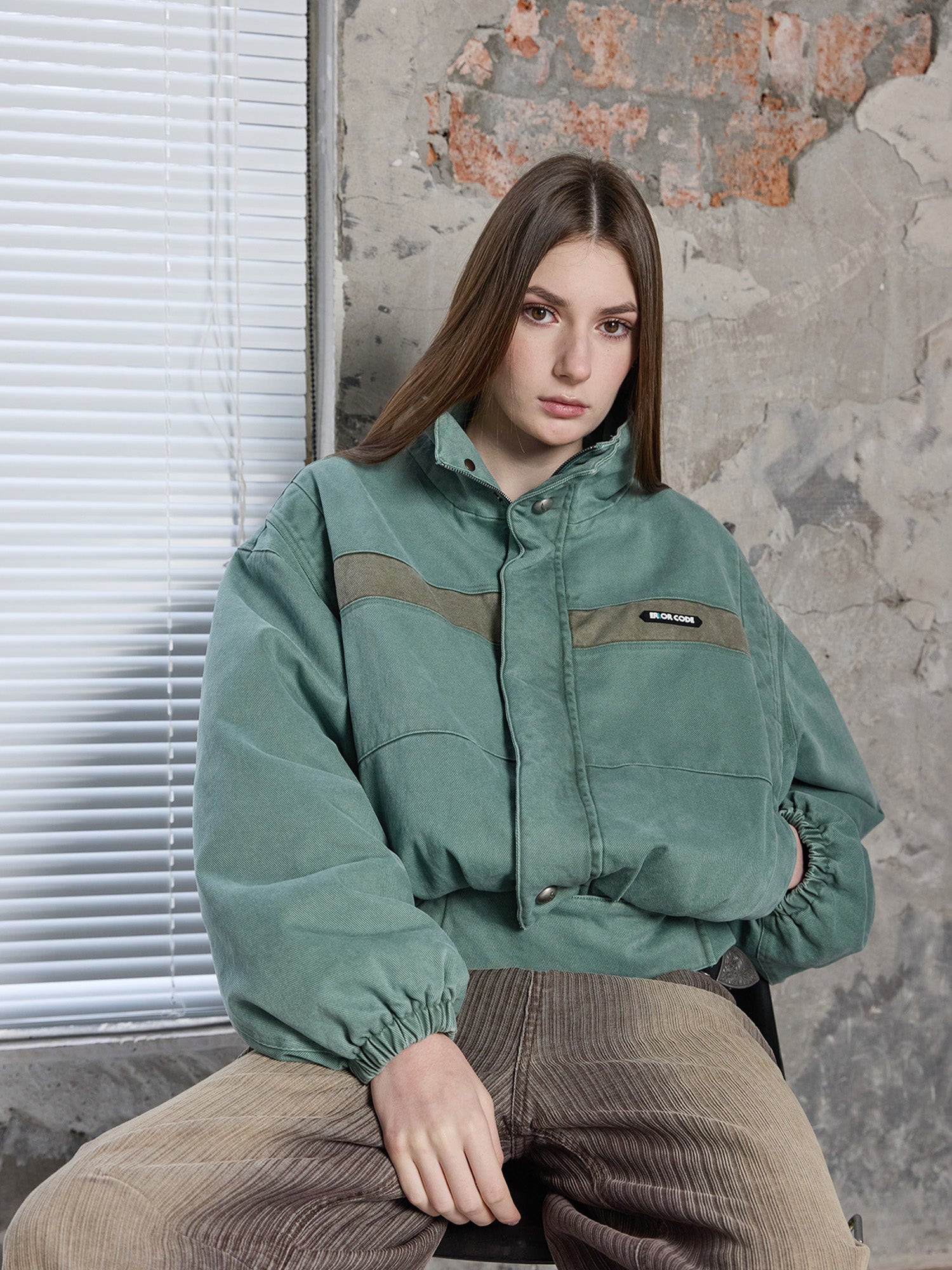 ERROR CODE ROBOT Washed Contrast Panel Jacket-Jacket-S-Free Shipping Leatheretro
