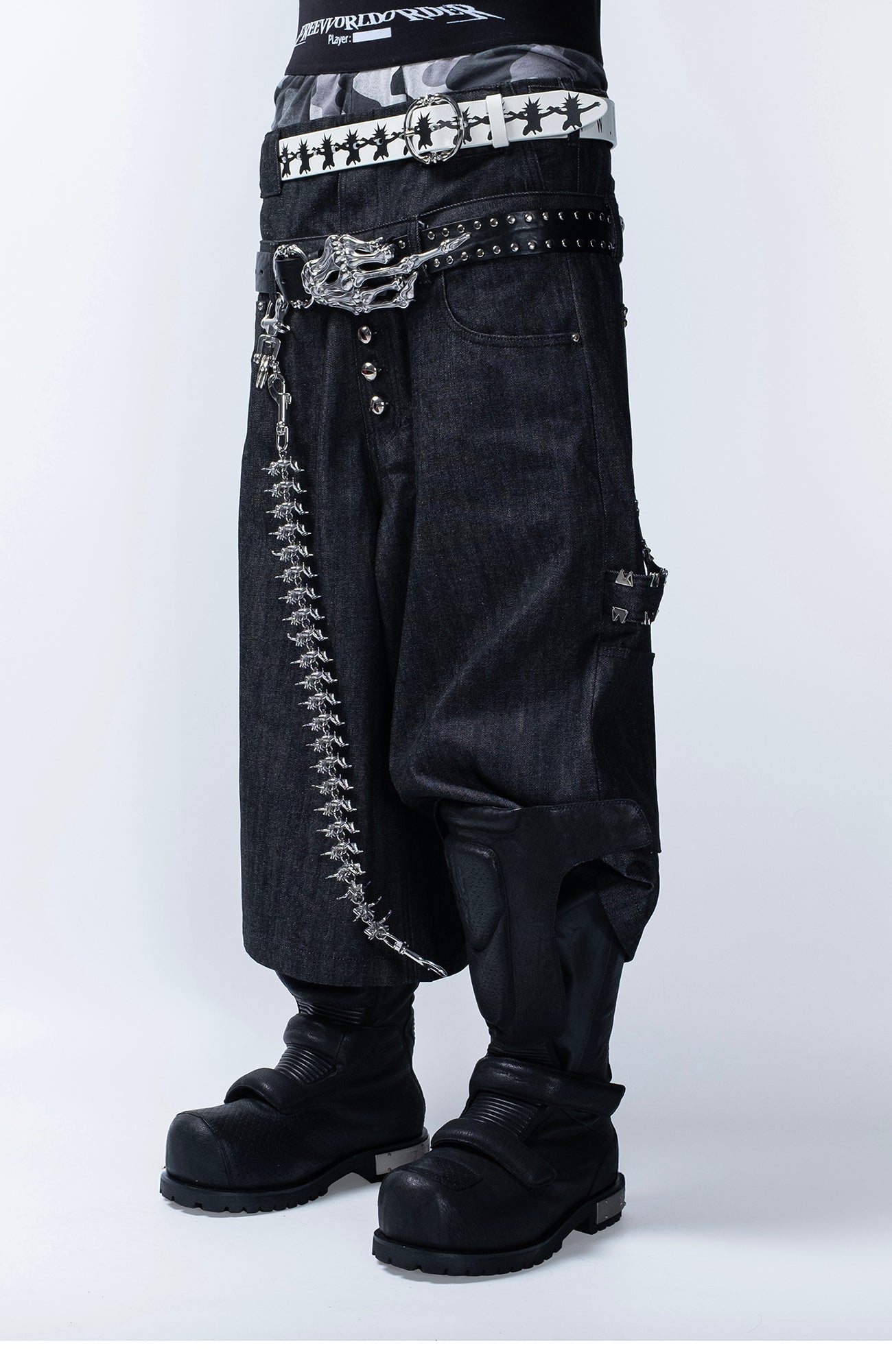 FVVO Skull Kid Full-Print Punk Leather Belt