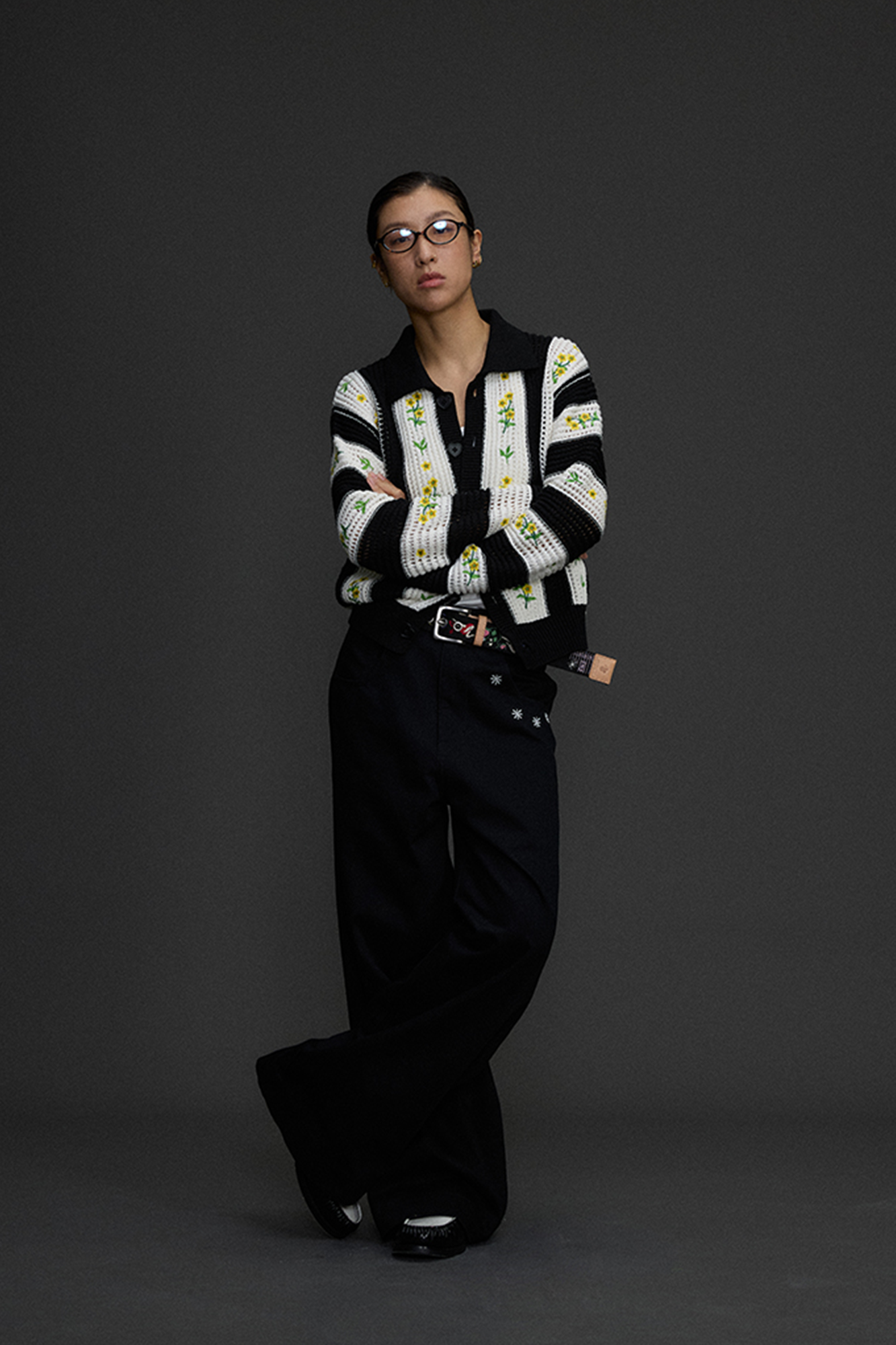 NIANJIUYIKOUER Embroidered Wide-Leg Twill Pants-Pants-XS-Free Shipping Leatheretro