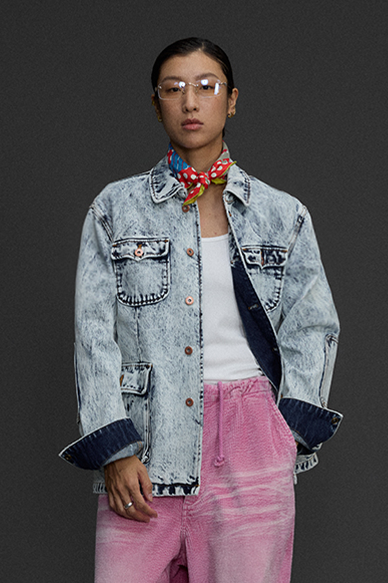NIANJIUYIKOUER Snow-Washed Stand-Collar Denim Workwear Jacket-Jacket-S-Free Shipping Leatheretro