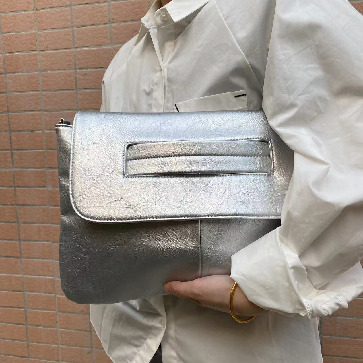 Large Capacity Faux Leather File Organizer, Shoulder Bag for Documents-grey-Free Shipping Leatheretro