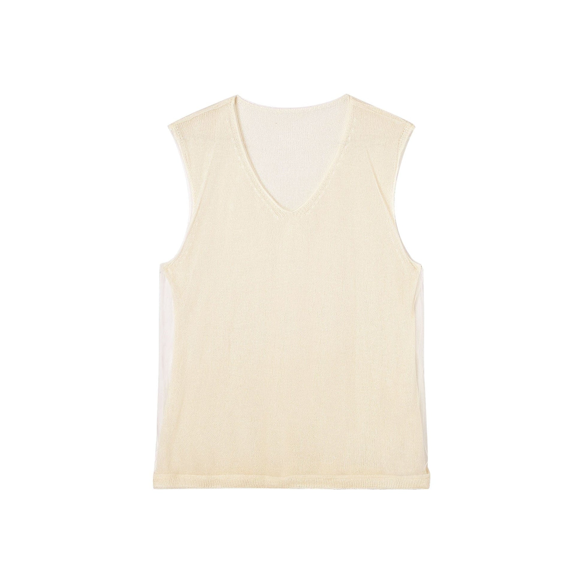 CLP Sheer-Layered V-Neck Oversized Tank Top-Tank Top-M-Apricot-Free Shipping Leatheretro