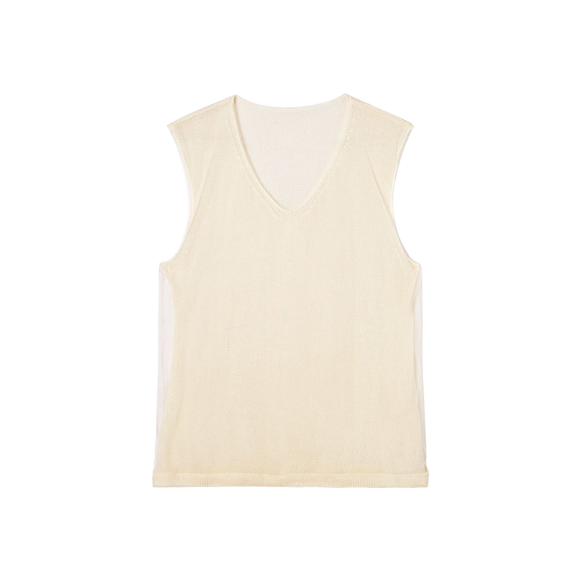 CLP Sheer-Layered V-Neck Oversized Tank Top-Tank Top-M-Apricot-Free Shipping Leatheretro