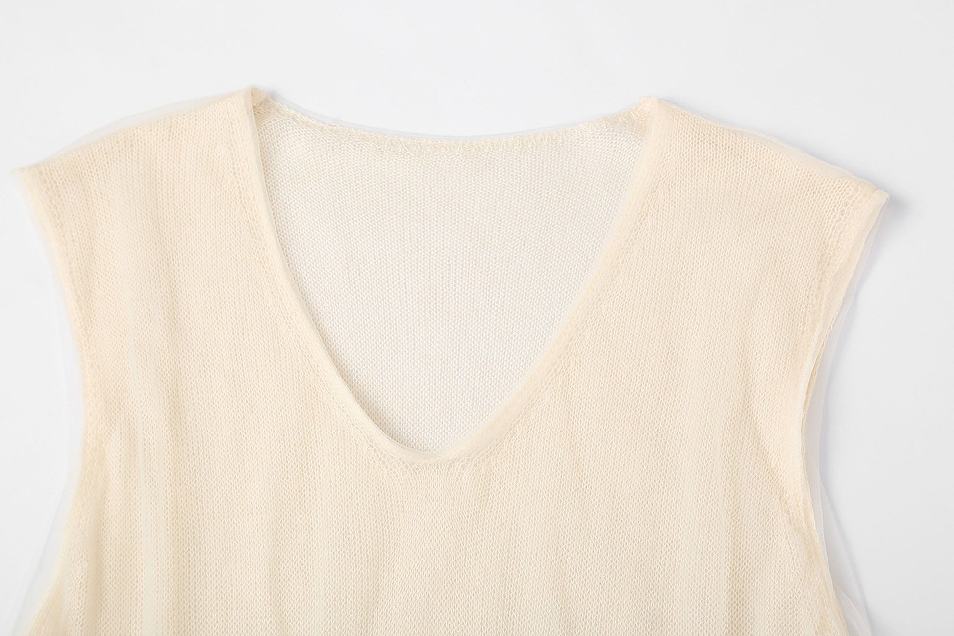 CLP Sheer-Layered V-Neck Oversized Tank Top-Tank Top-M-Apricot-Free Shipping Leatheretro