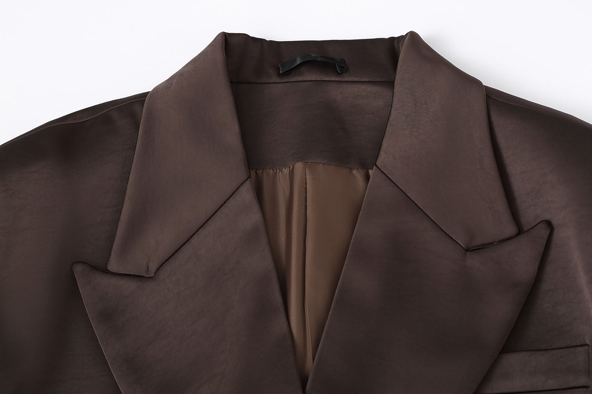 CLP Satin Double-Breasted Oversized Blazer-Jacket-S-Coffee-Free Shipping Leatheretro