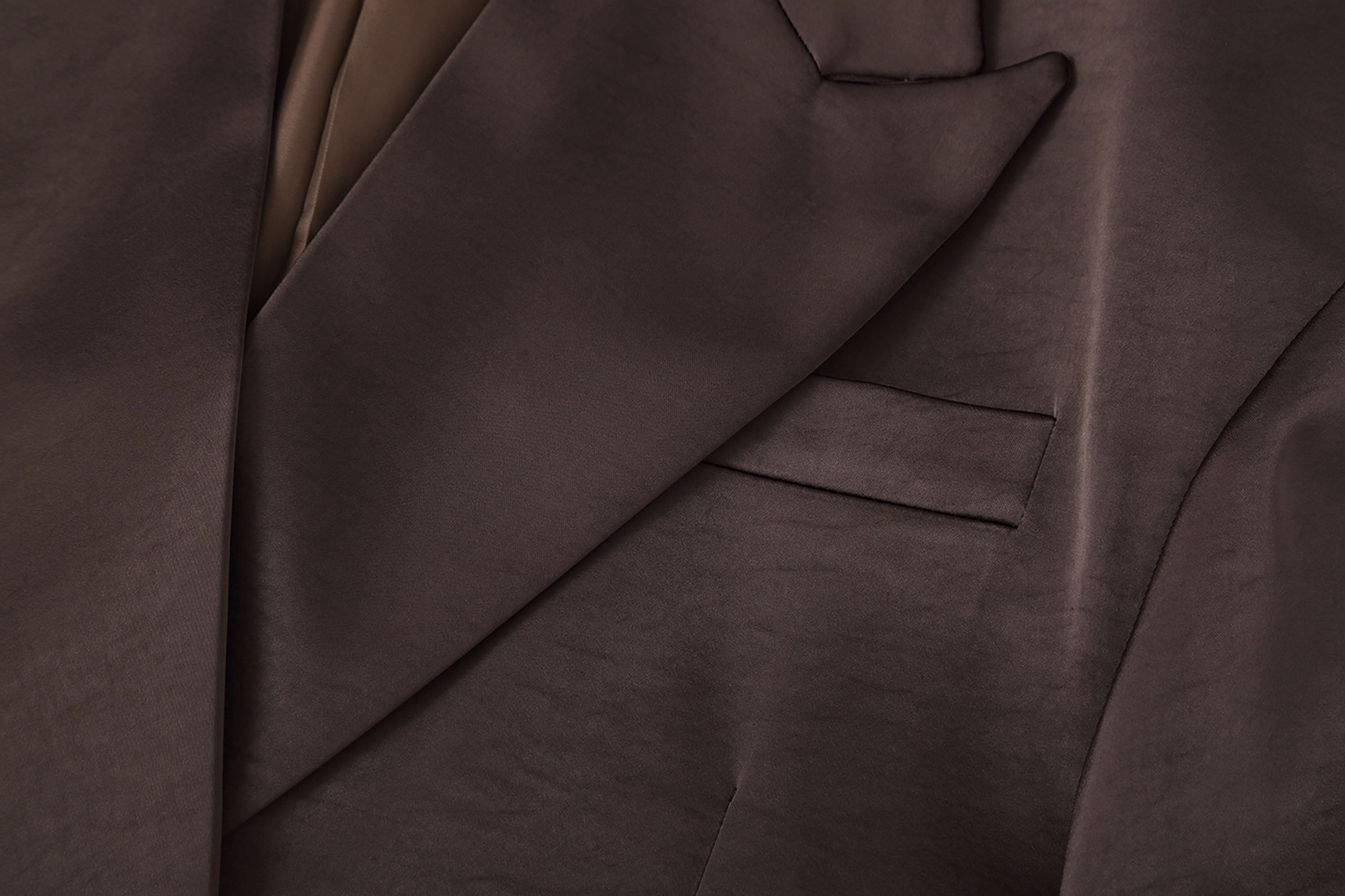 CLP Satin Double-Breasted Oversized Blazer-Jacket-S-Coffee-Free Shipping Leatheretro