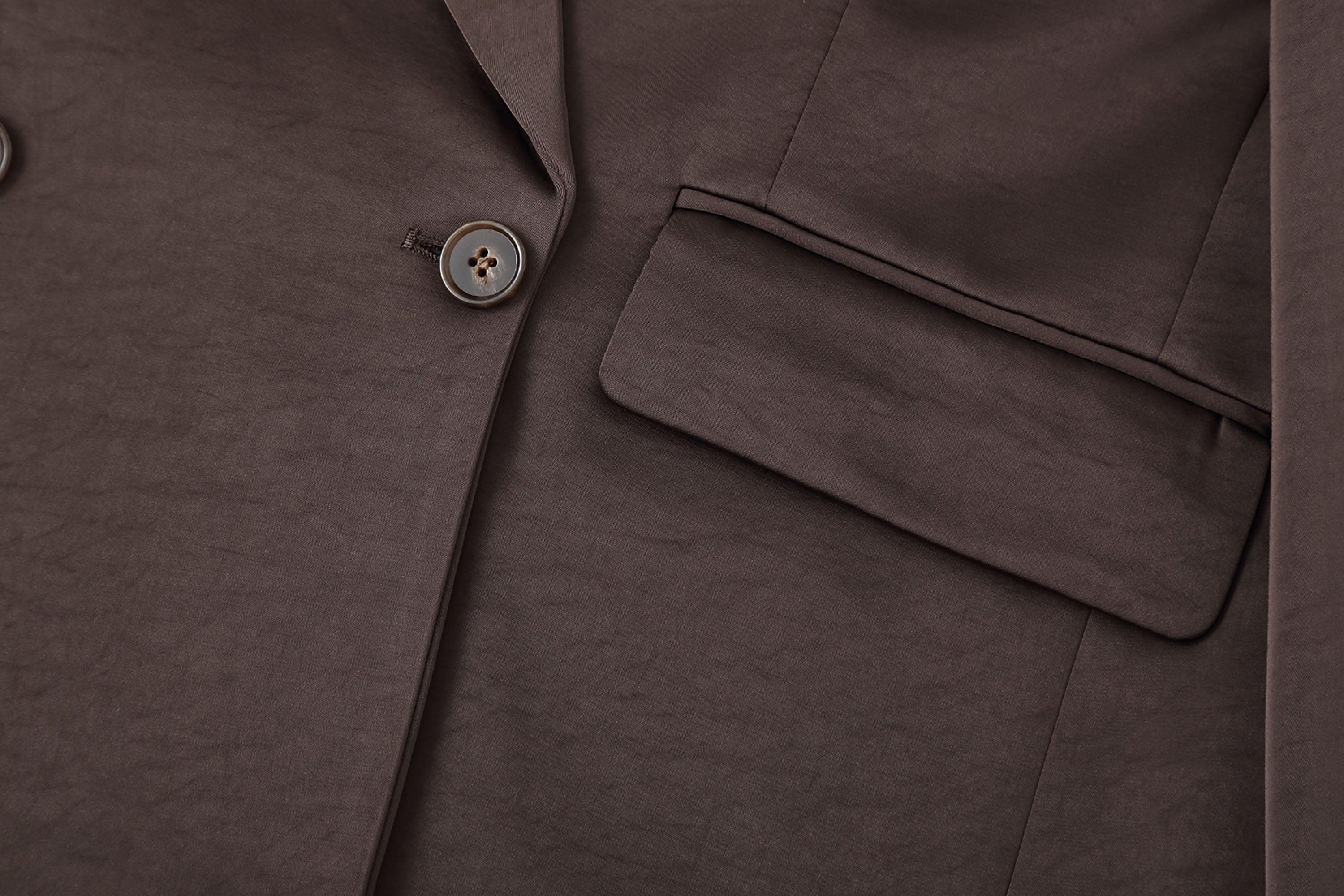 CLP Satin Double-Breasted Oversized Blazer-Jacket-S-Coffee-Free Shipping Leatheretro