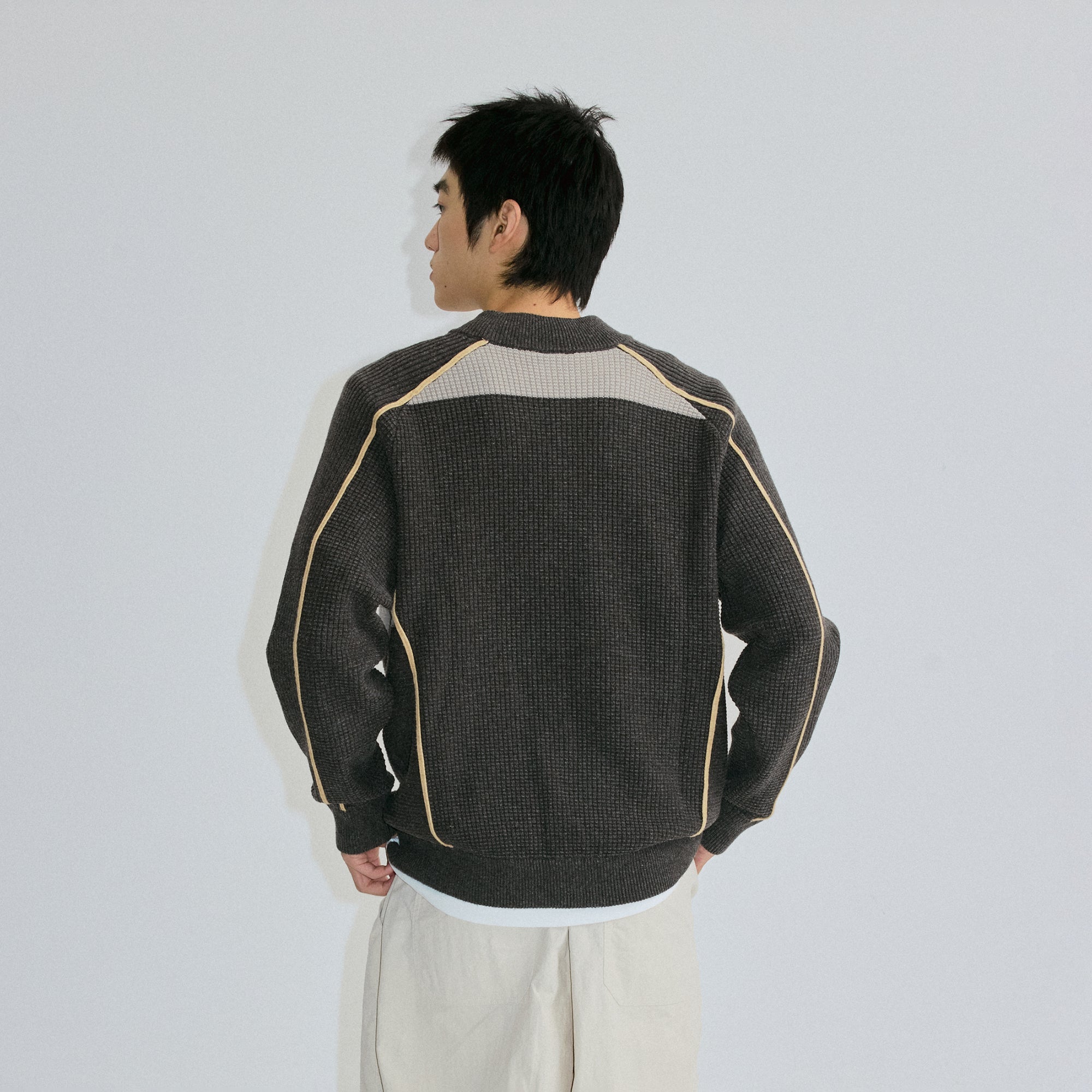 ROARINGWILD A ARCH Contrast Panel Raglan Half-Zip Sweater-Sweater-XS-Navy-Free Shipping Leatheretro