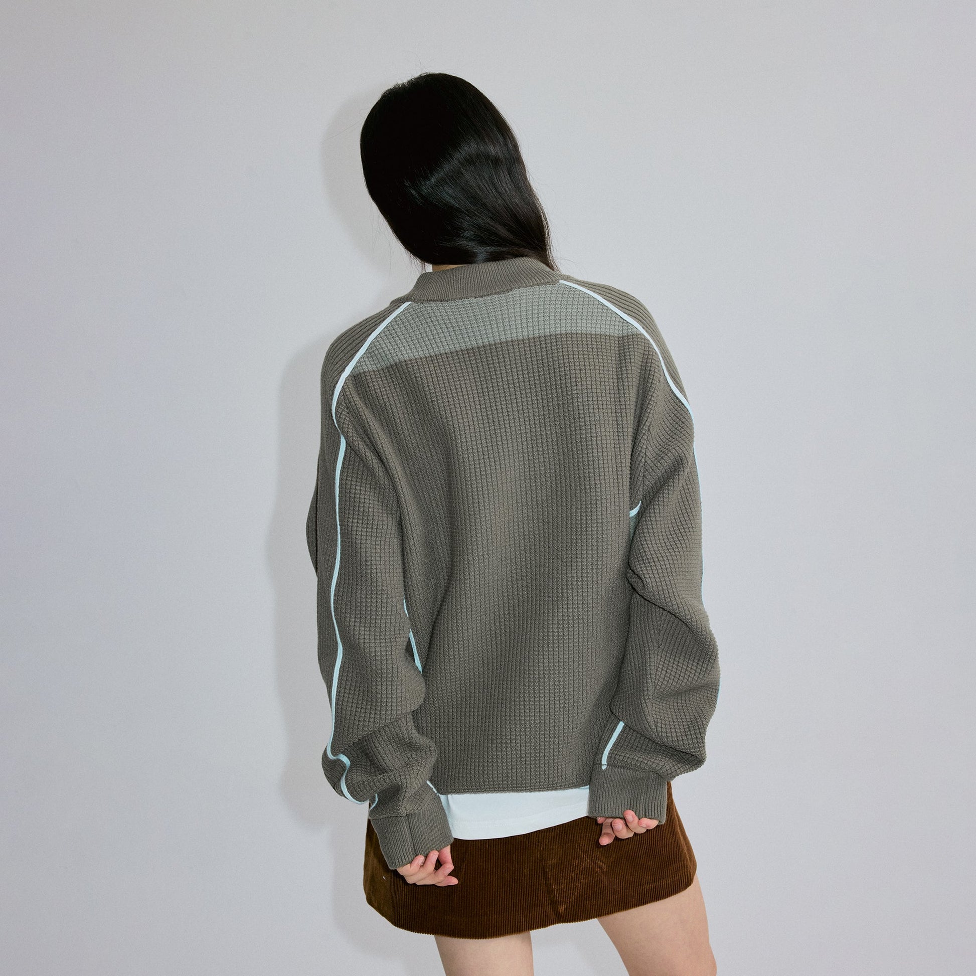 ROARINGWILD A ARCH Contrast Panel Raglan Half-Zip Sweater-Sweater-XS-Navy-Free Shipping Leatheretro