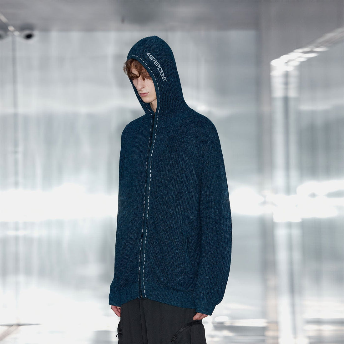 49PERCENT Slim Zipper Cardigan-Sweater-M-Free Shipping Leatheretro