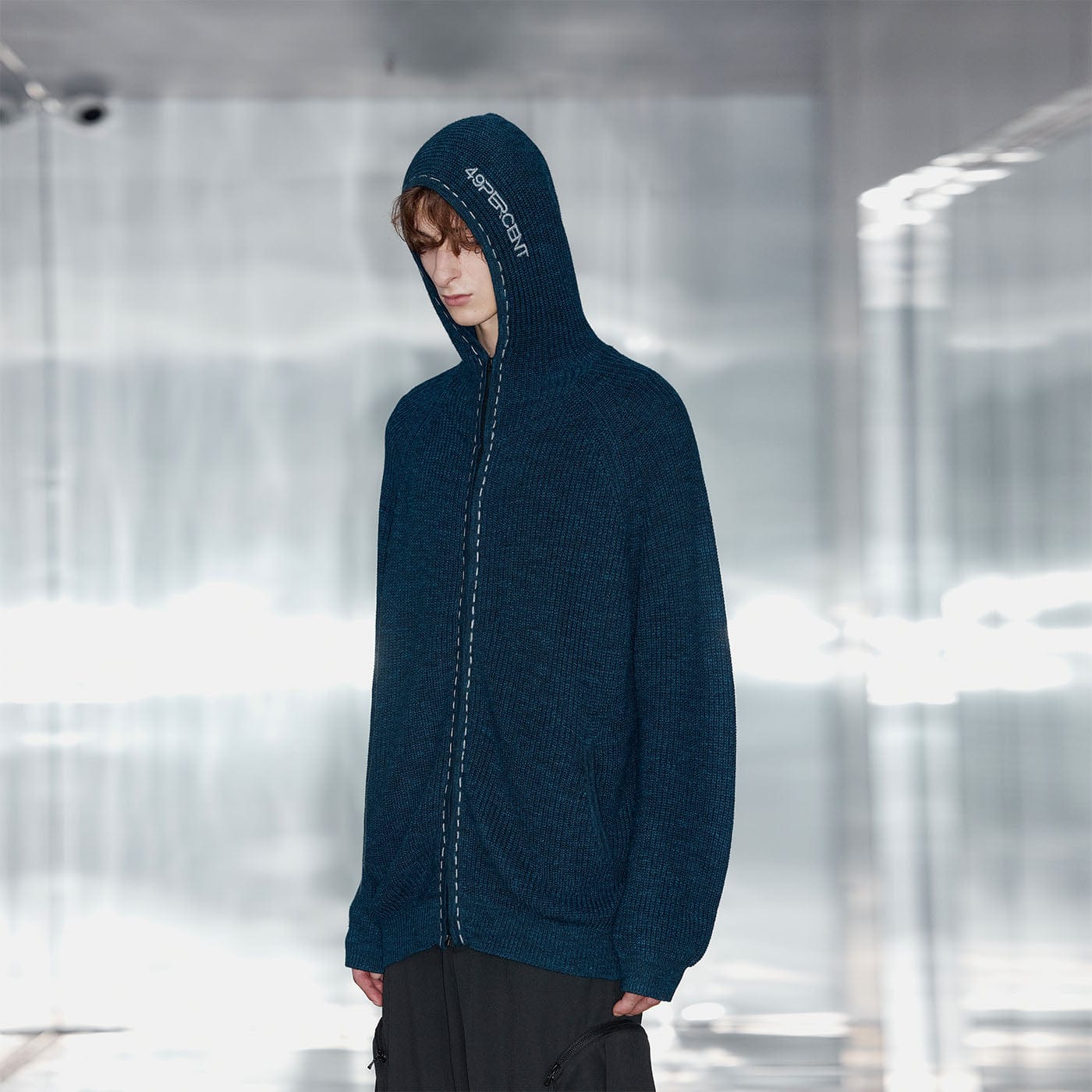 49PERCENT Slim Zipper Cardigan-Sweater-M-Free Shipping Leatheretro