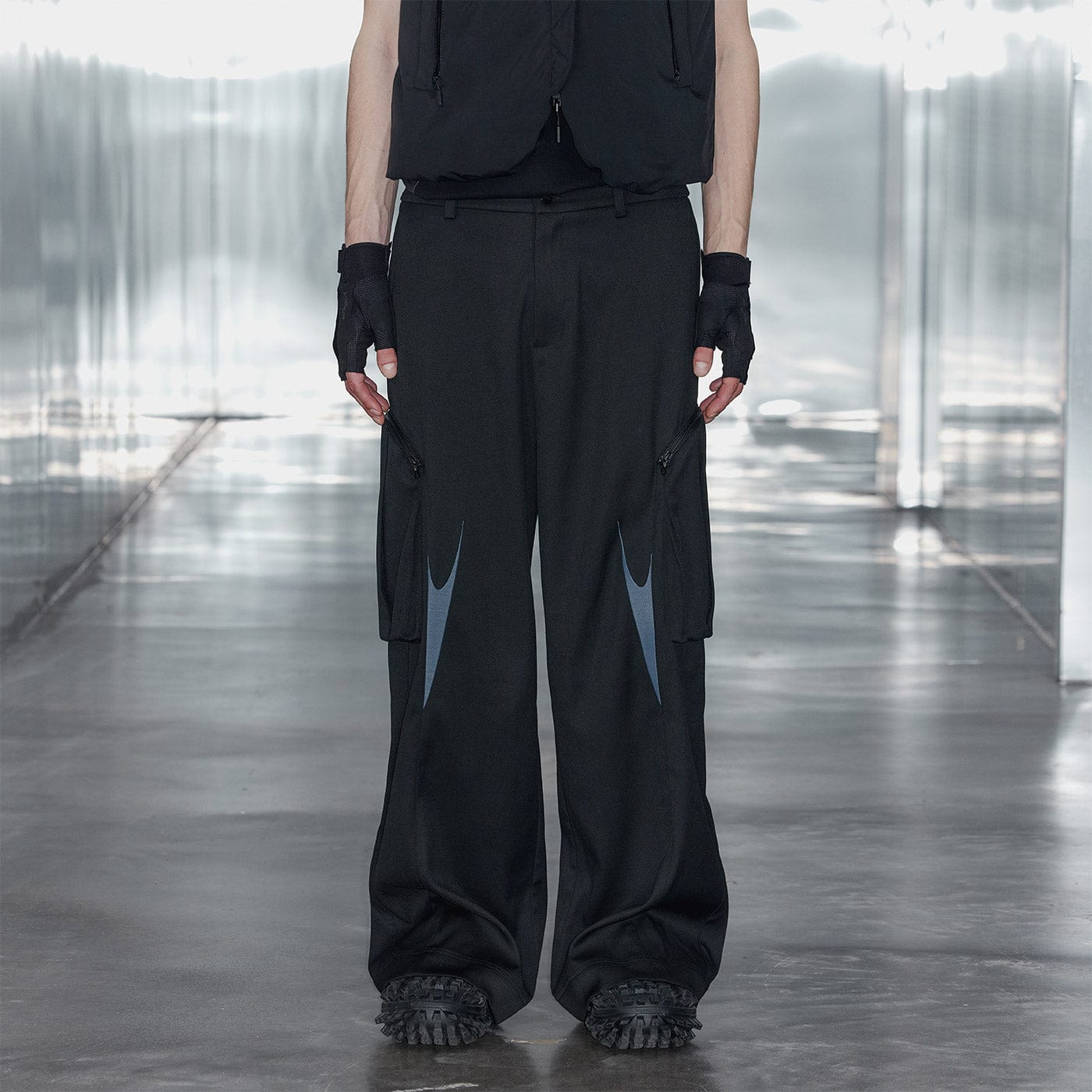 49PERCENT Embroidered Arrows Cargo Suit Pants-Pants-XS-Free Shipping Leatheretro