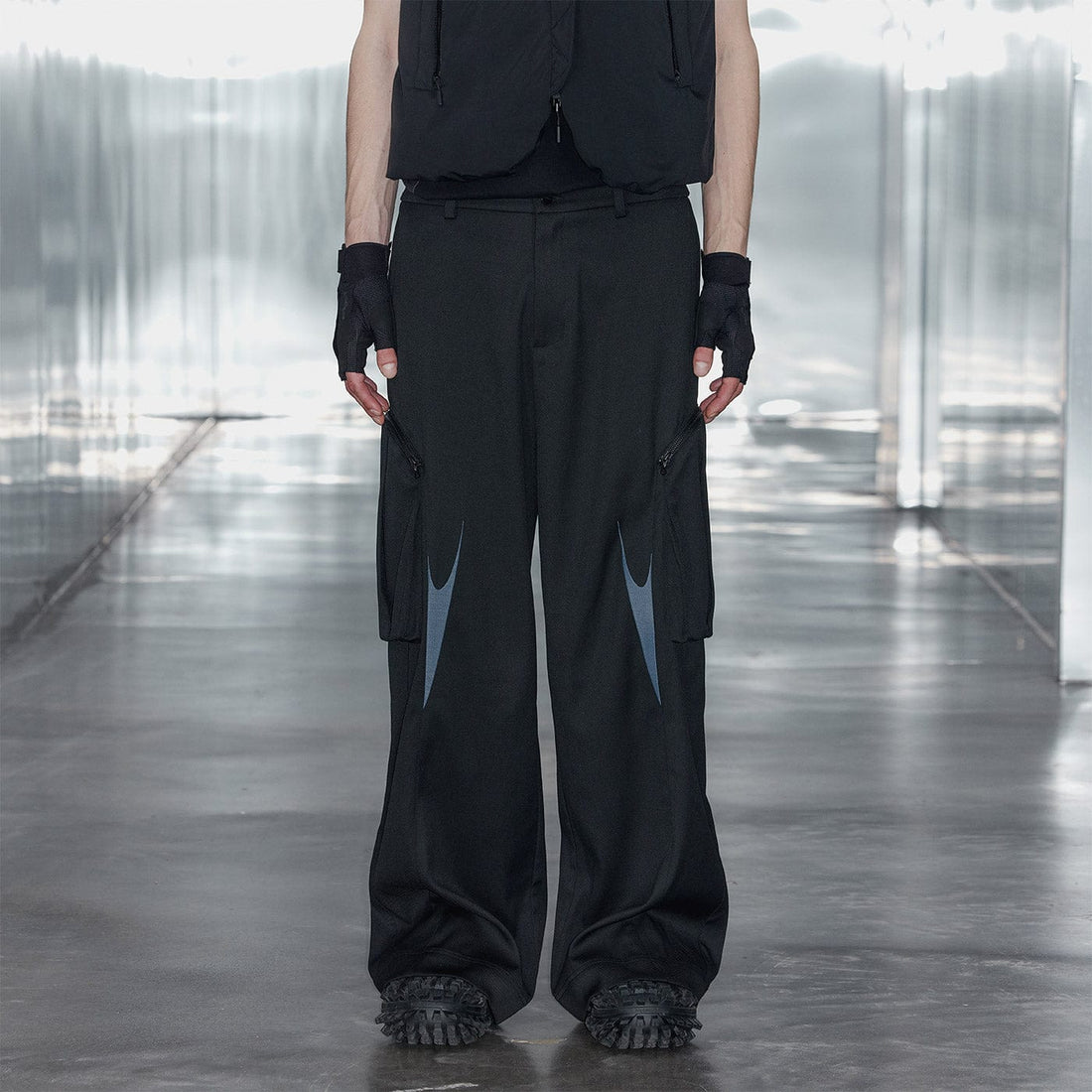 49PERCENT Embroidered Arrows Cargo Suit Pants-Pants-XS-Free Shipping Leatheretro