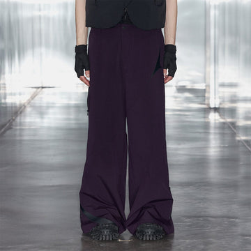 49PERCENT Spliced Side Zipper Pants-Pants-S-Purple-Free Shipping Leatheretro