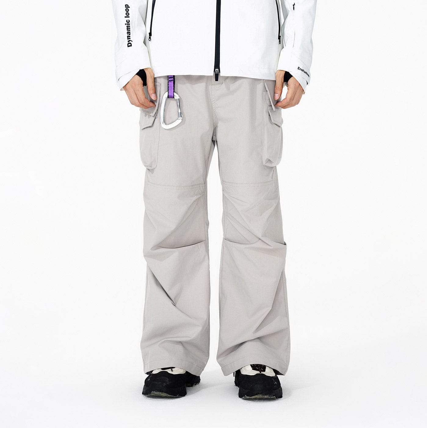 ENSHADOWER Big Pockets Crinkled Straight Pants-Pants-S-Grey-Free Shipping Leatheretro