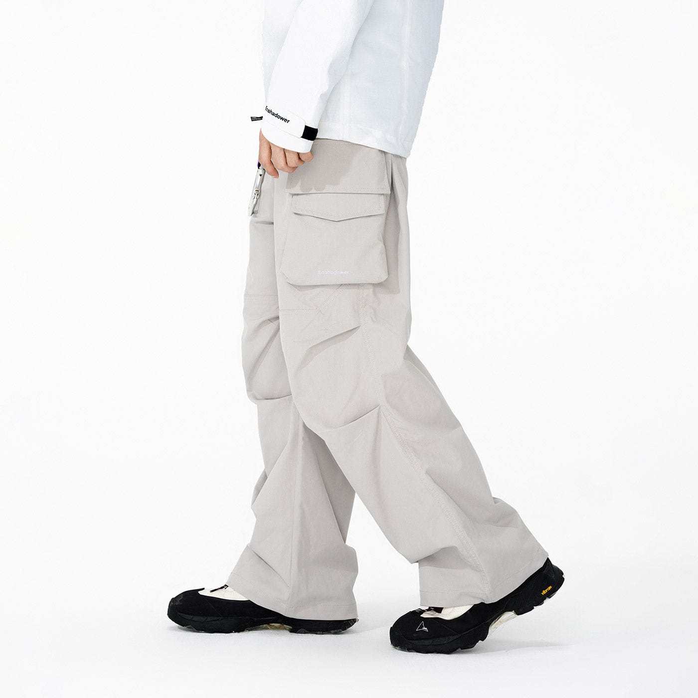 ENSHADOWER Big Pockets Crinkled Straight Pants-Pants-S-Grey-Free Shipping Leatheretro