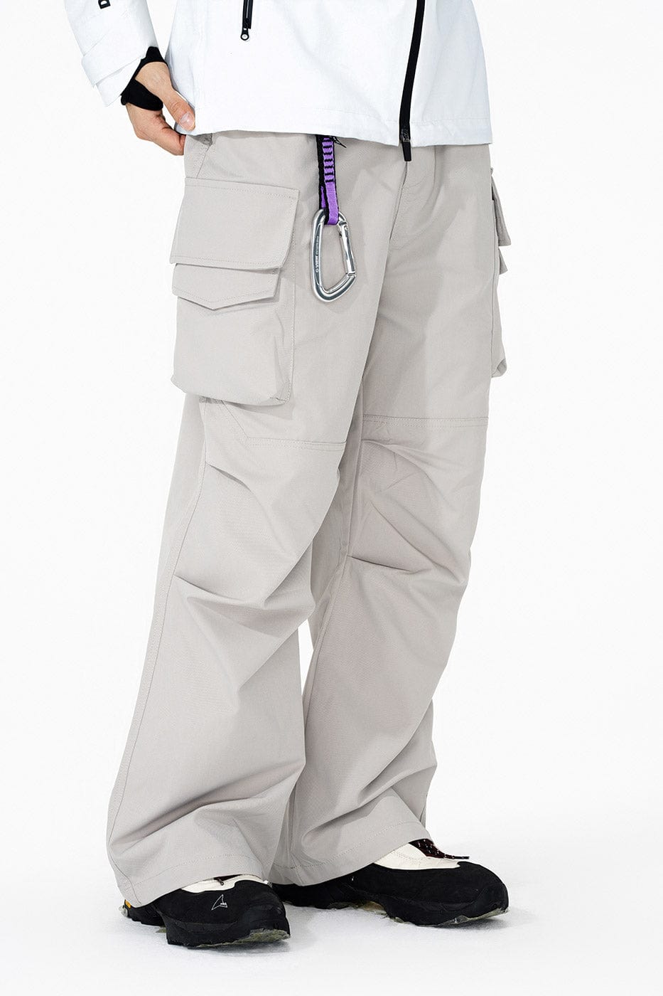 ENSHADOWER Big Pockets Crinkled Straight Pants-Pants-S-Grey-Free Shipping Leatheretro