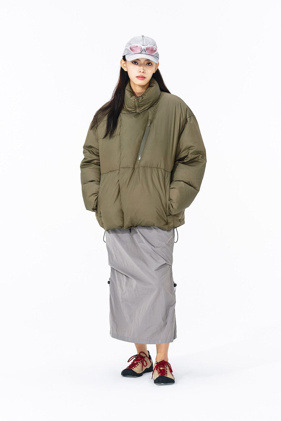 ENSHADOWER Asymmetric Magnetic Snap Down Jacket-Jacket-S-Green-Free Shipping Leatheretro