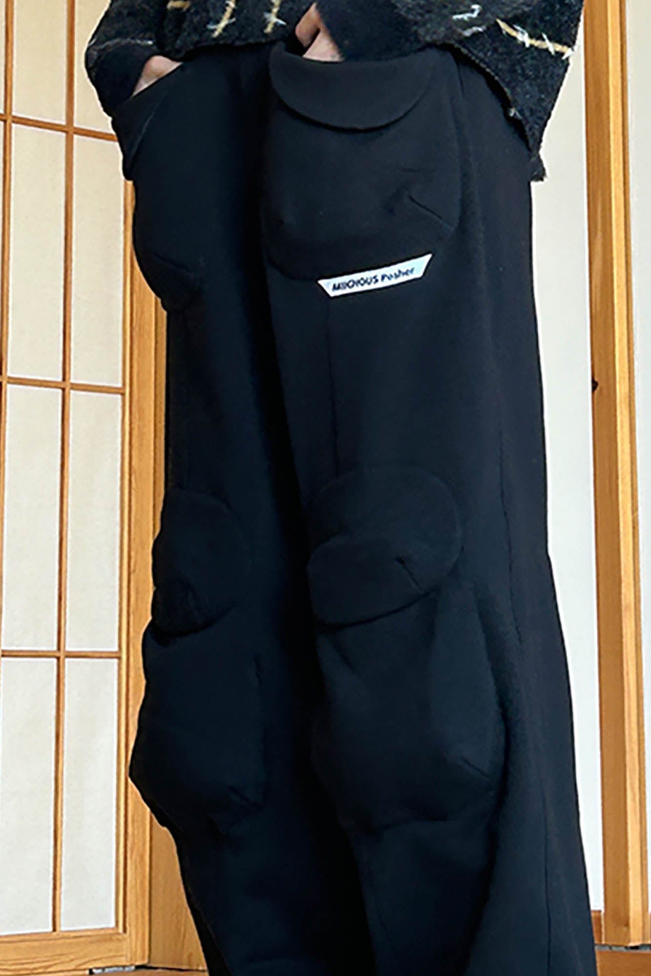 MIICHOUS Wide-Leg Cargo Sweatpants-Pants-S-Black-Free Shipping Leatheretro